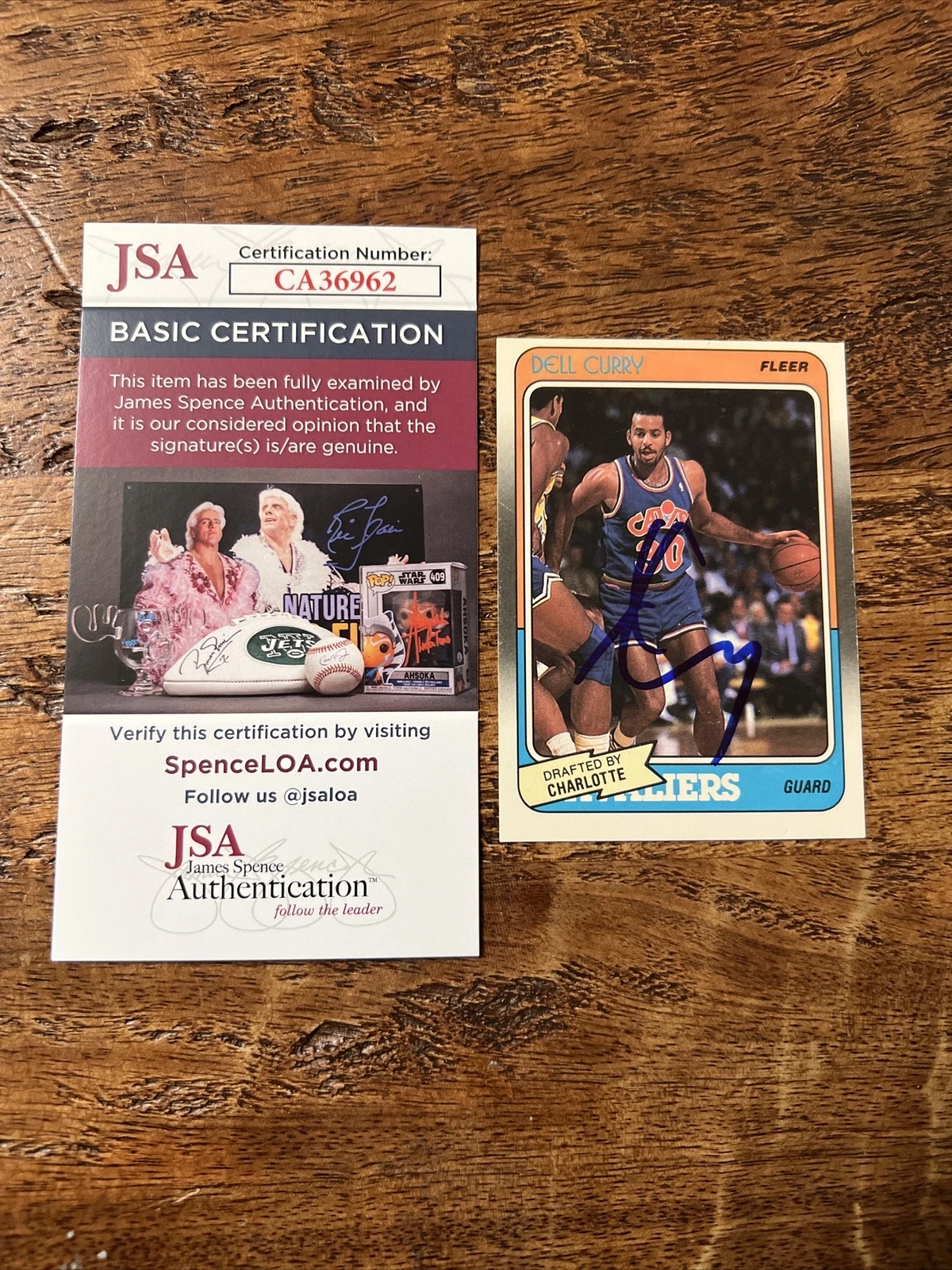 Dell Curry IP Signed Fleer Card JSA Coa Autographed Cavaliers
