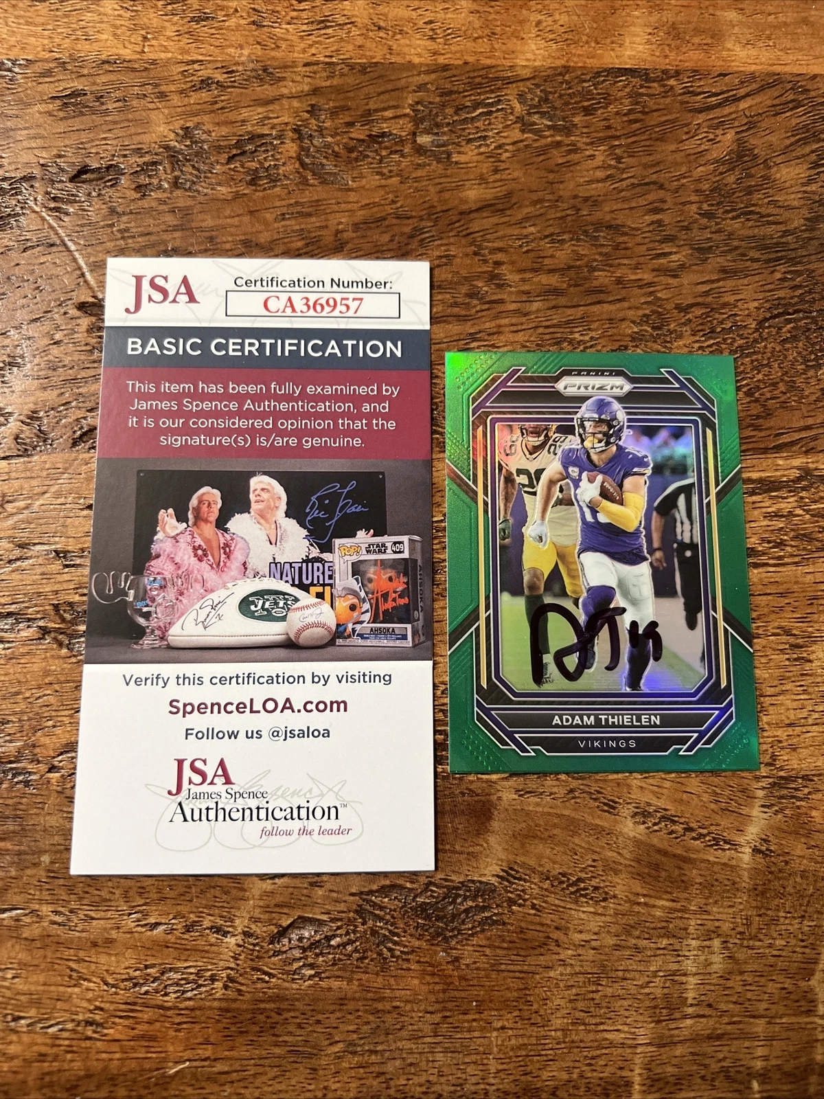 Adam Thielen IP Signed Panini Prizm Card JSA Coa Vikings Autographed