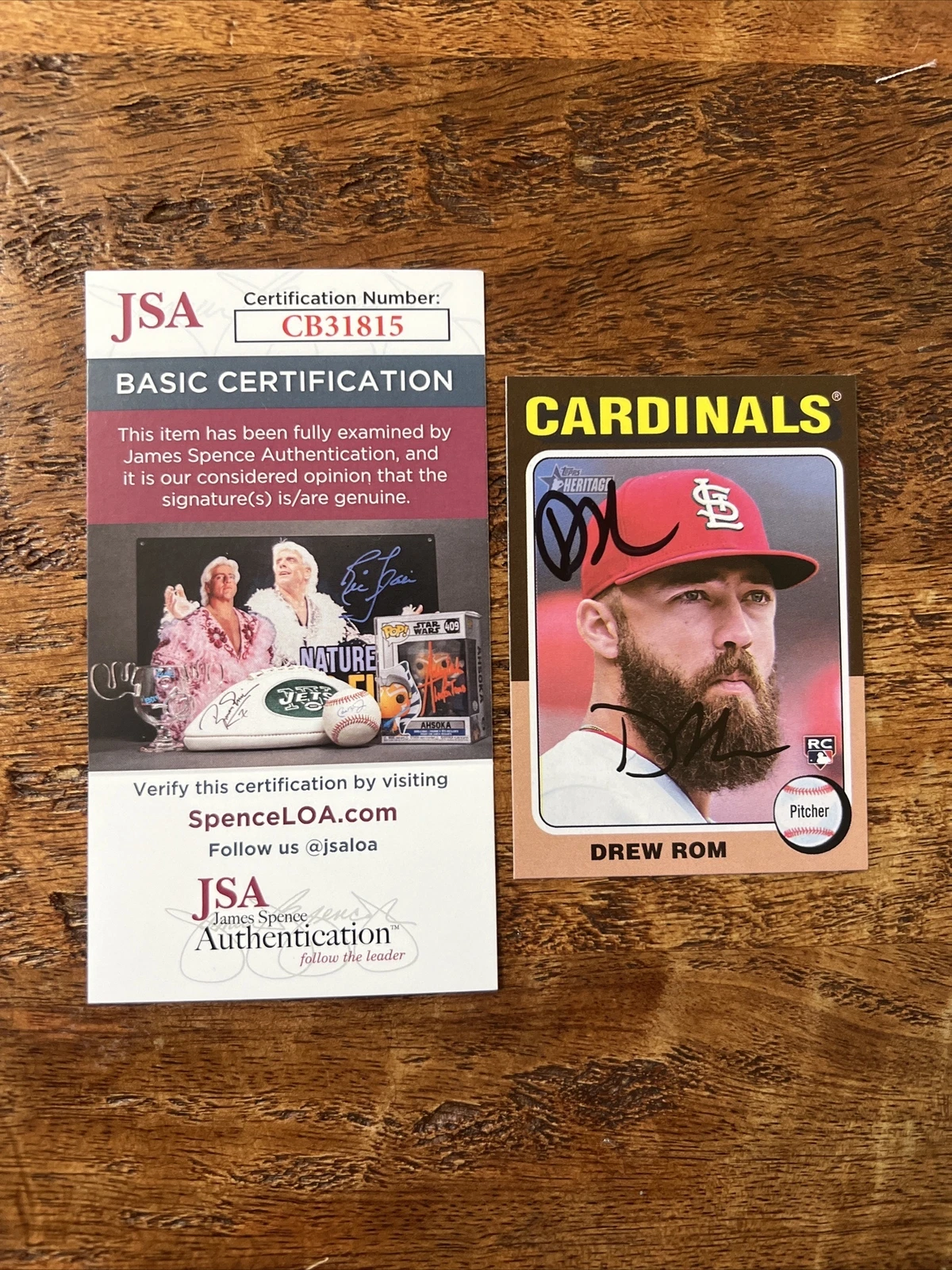 Drew Rom IP Signed Topps Heritage Rookie Card JSA Coa Cardinals Autographed