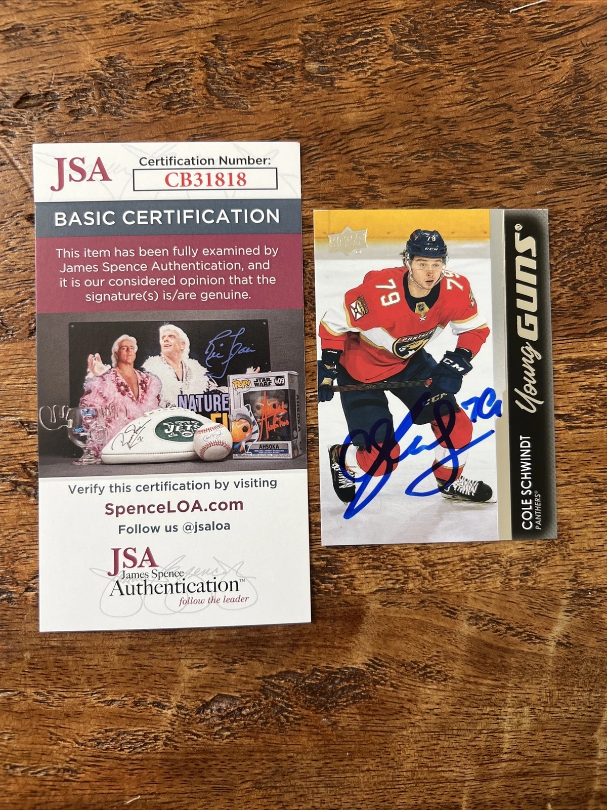 Cole Schwindt IP Signed Upper Deck Young Guns Card JSA Coa Panthers Autographed