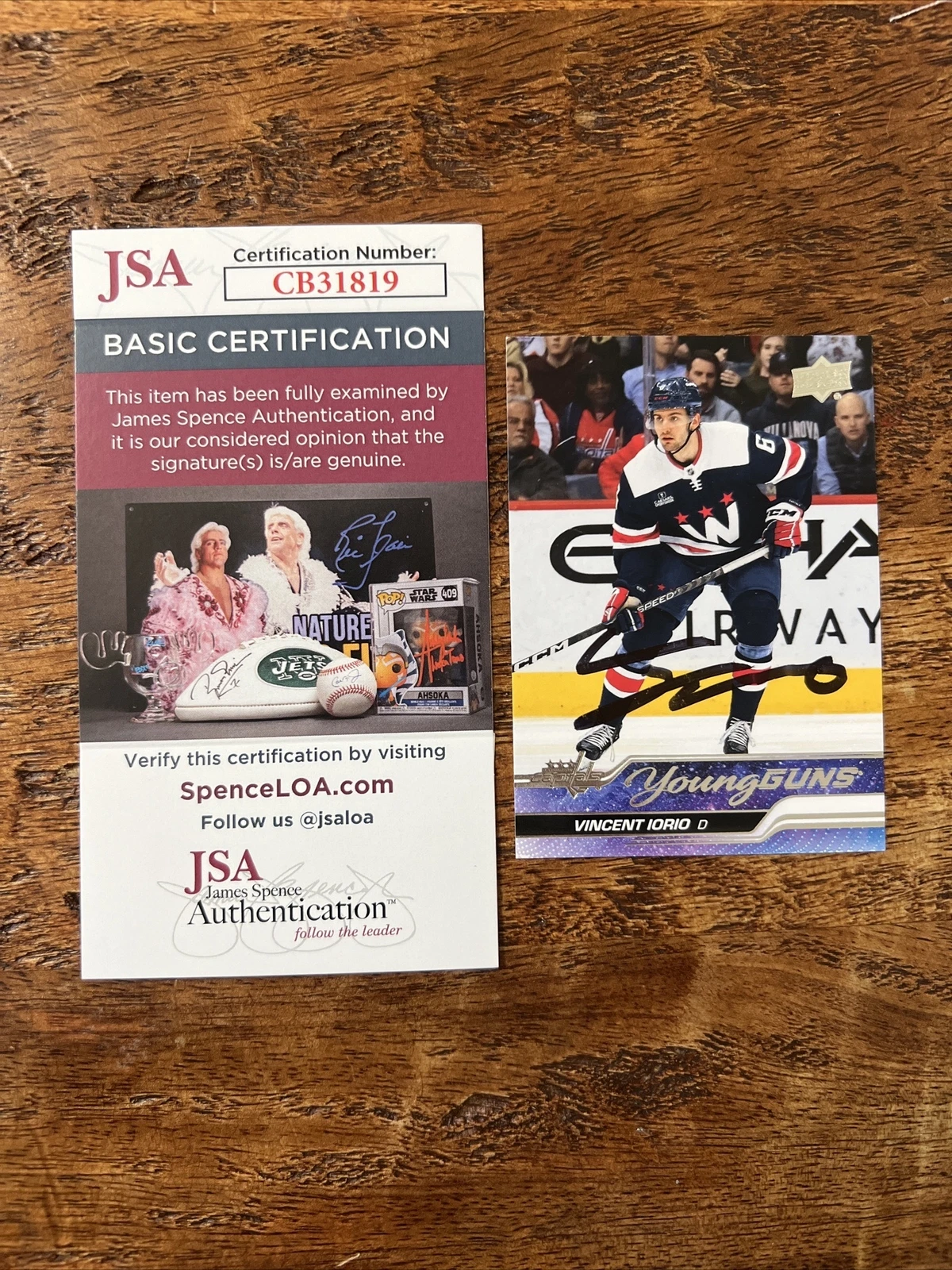 Vincent Iorio IP Signed Upper Deck Young Guns Card JSA Coa Capitals Autographed