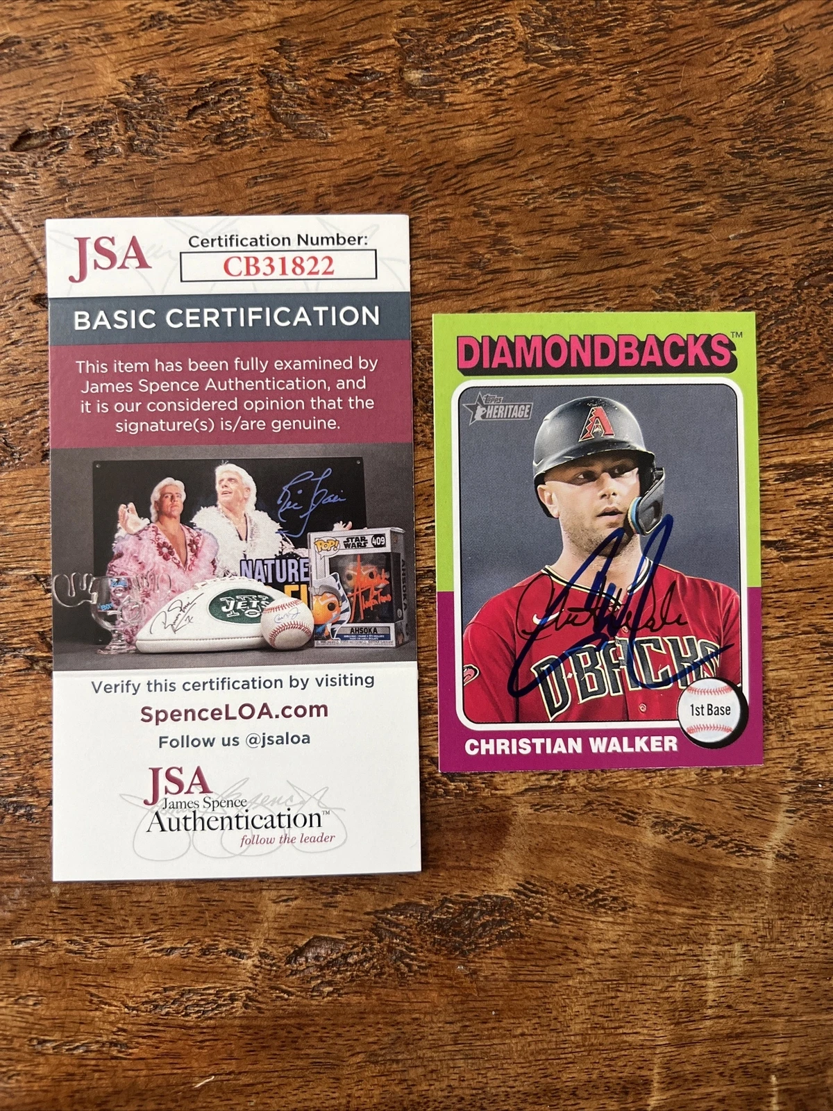 Christian Walker IP Signed Topps Heritage Card JSA Coa Diamondbacks Autographed