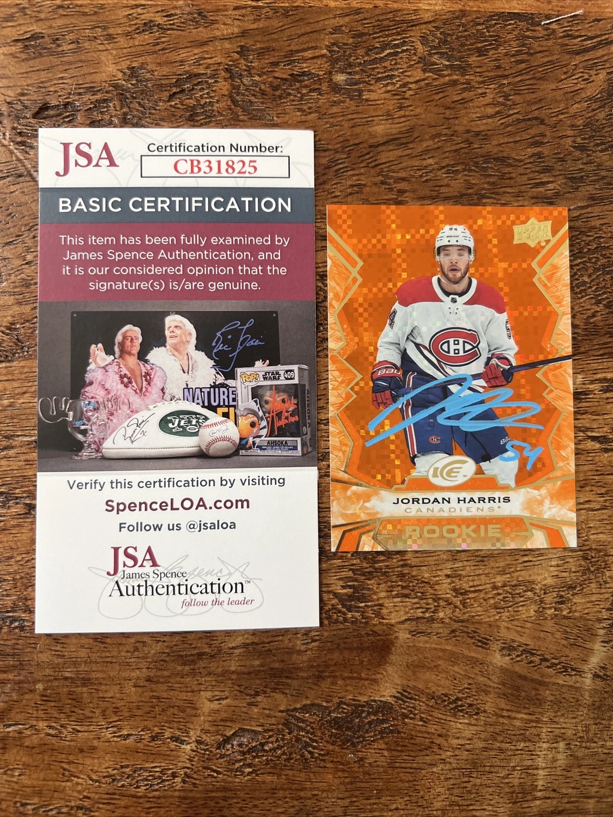 Jordan Harris IP Signed Upper Deck Ice RC Card JSA Coa Canadiens Autographed