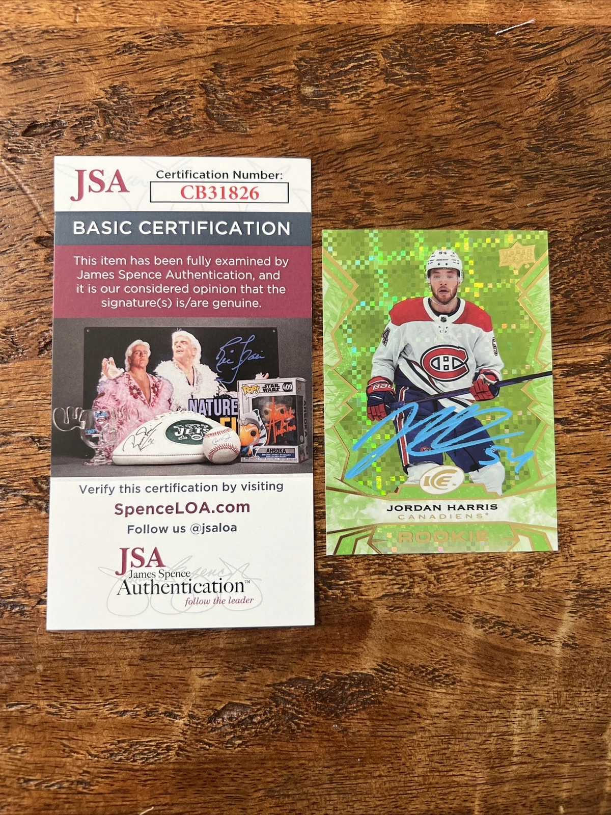 Jordan Harris IP Signed Upper Deck Ice RC Card JSA Coa Canadiens Autographed