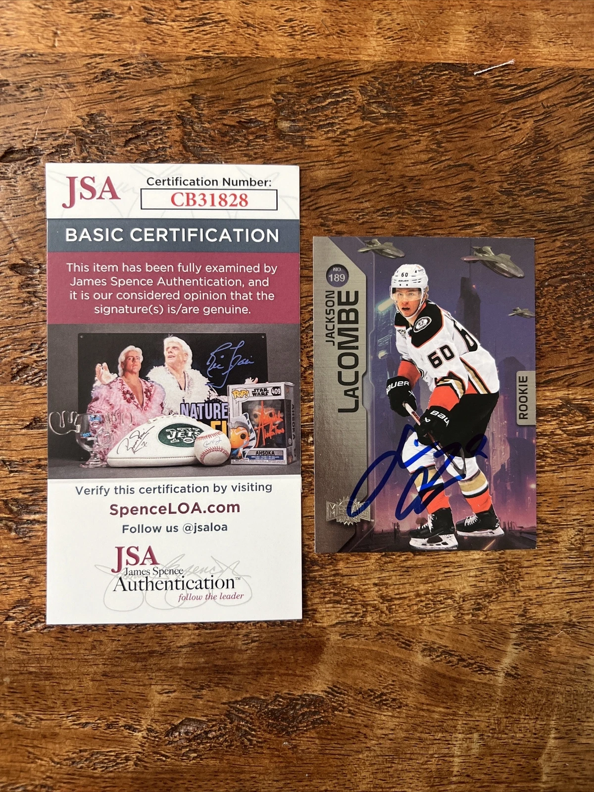 Jackson LaCombe IP Signed Skybox Metal Rookie Card JSA Coa Ducks Autographed