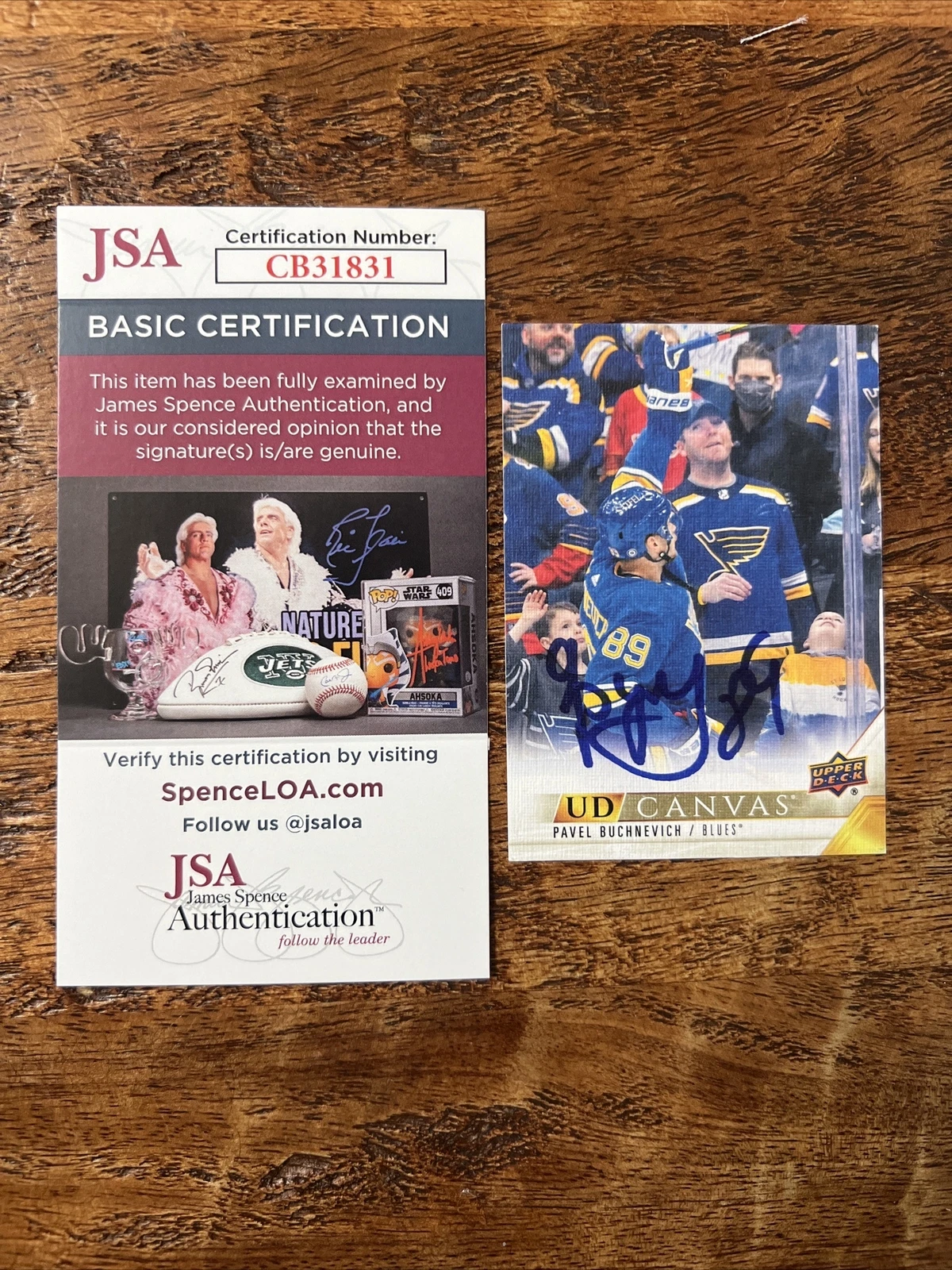 Pavel Buchnevich IP Signed Upper Deck Canvas Card JSA Coa Blues Autographed