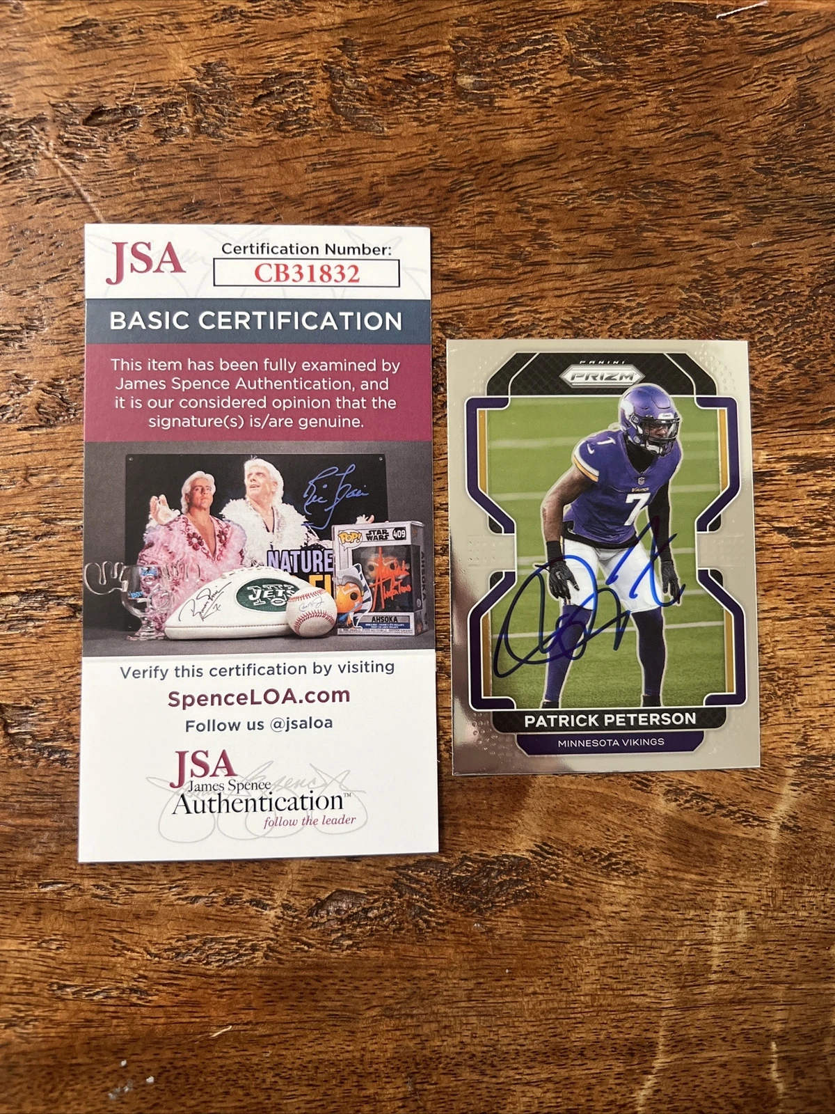 Patrick Peterson IP Signed Panini Prizm Card JSA Coa Vikings Autographed