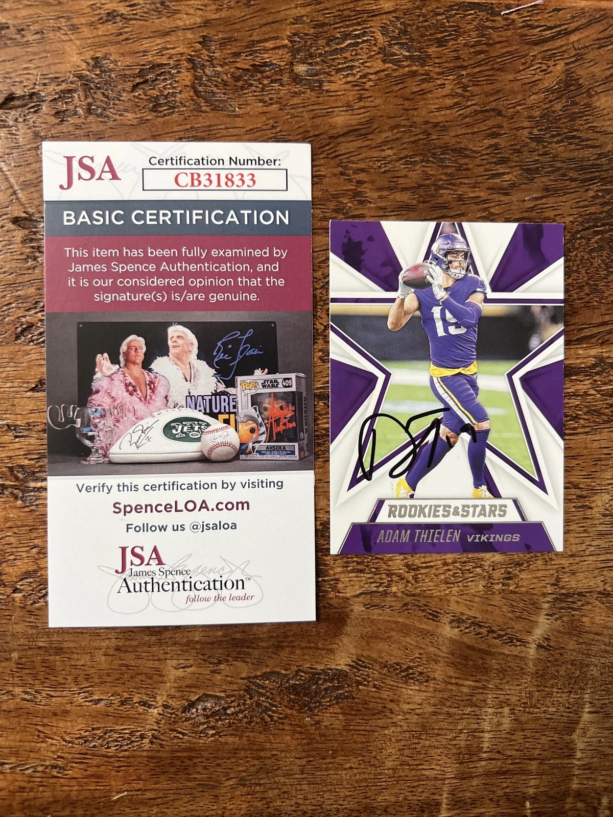 Adam Thielen IP Signed Panini Rookies & Stars Card JSA Coa Vikings Autographed