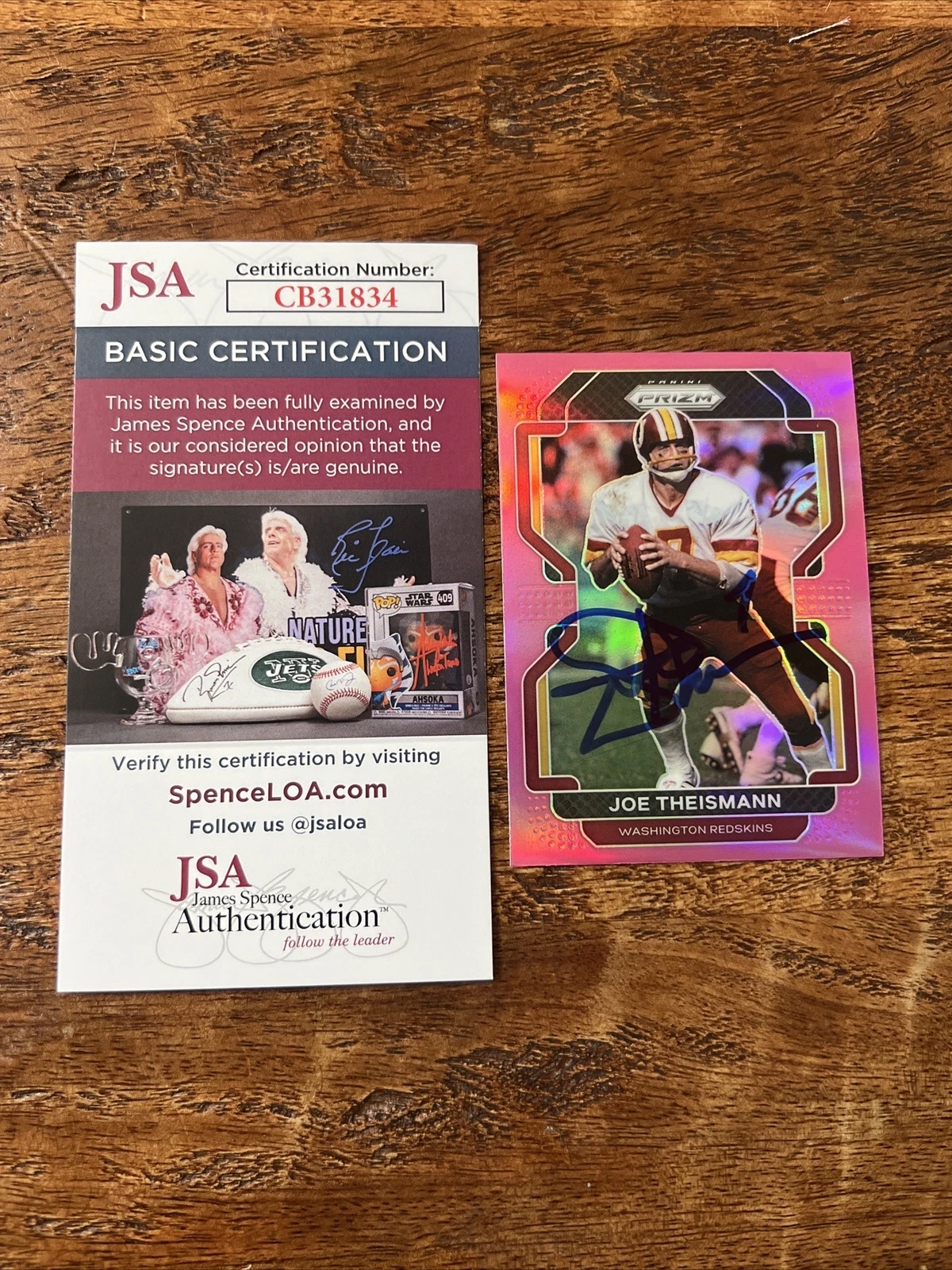 Joe Theismann IP Signed Prizm Football Card JSA Coa Autographed Washington