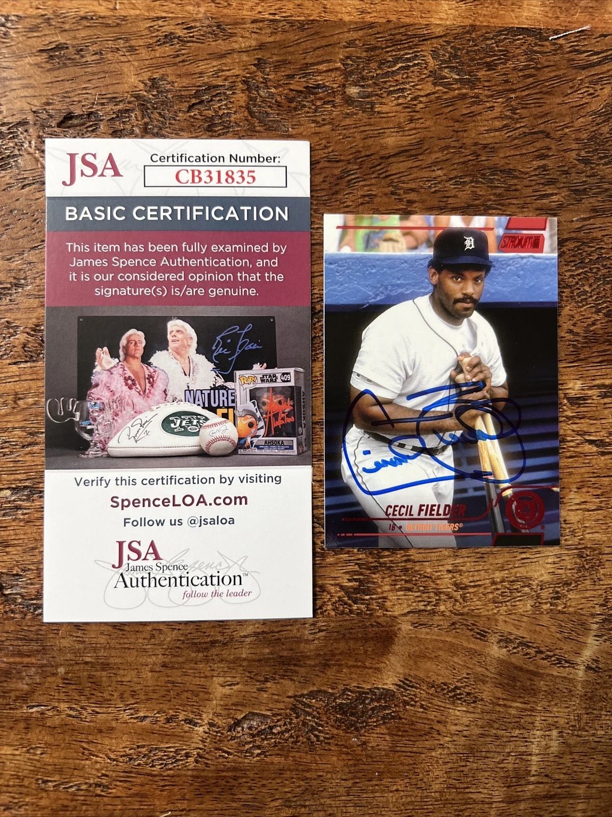 Cecil Fielder IP Signed Topps Stadium Club Card JSA Coa Tigers Autographed
