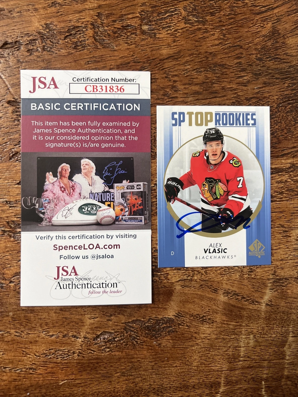 Alex Vlasic IP Signed Upper Deck SP Authentic RC Card JSA Coa Blackhawks Auto