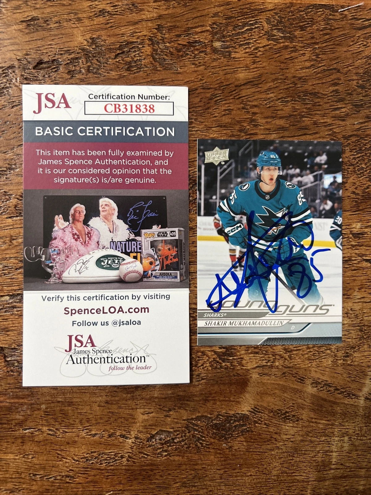 Shakir Mukhamadullin IP Signed UD Young Guns Card JSA Coa Sharks Autographed
