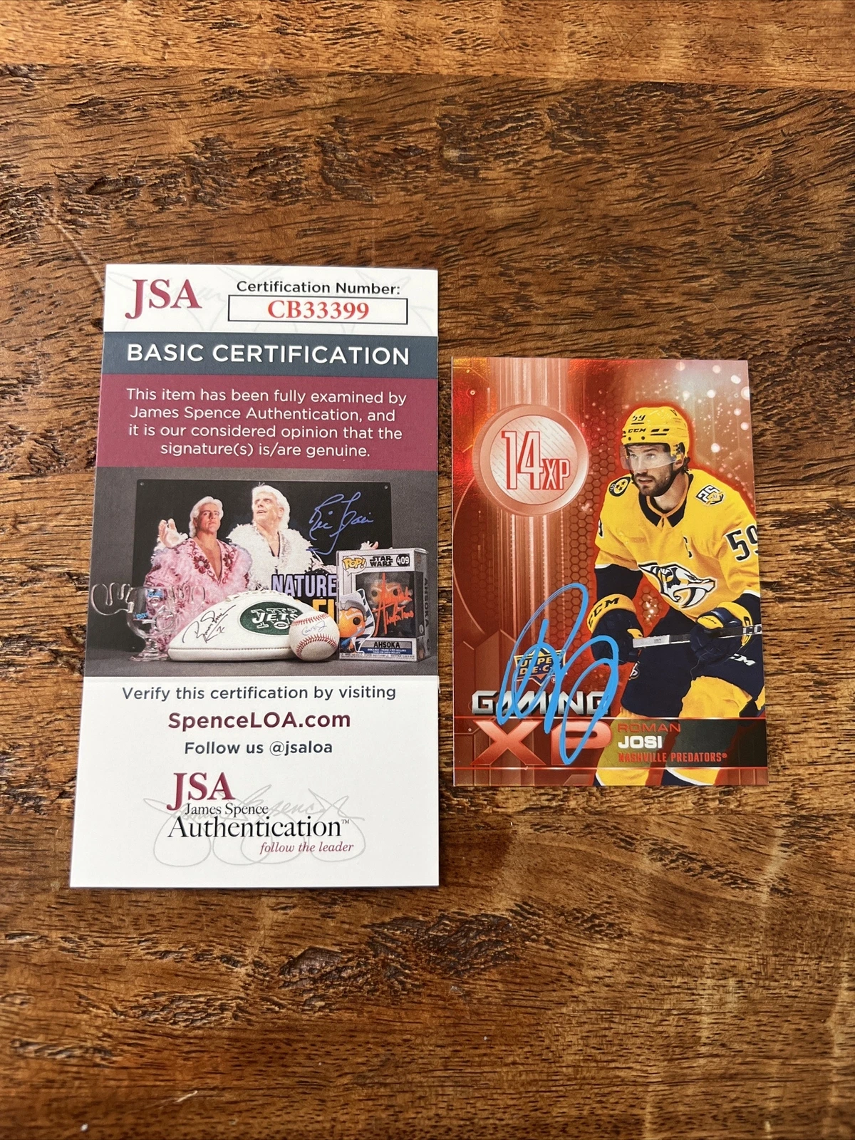 Roman Josi IP Signed Upper Deck Card JSA Coa Predators Autographed
