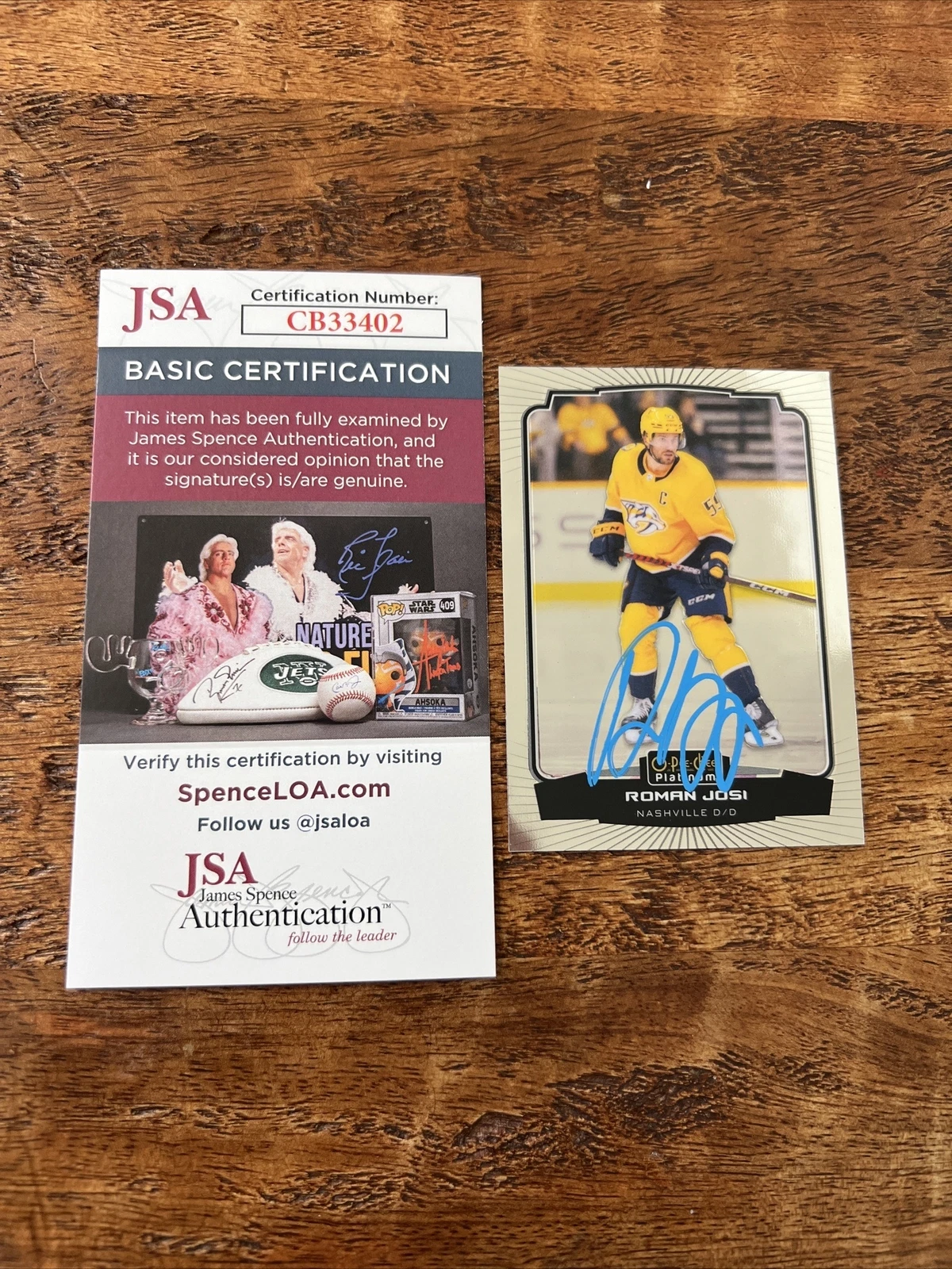 Roman Josi IP Signed O Pee Chee Platinum Card JSA Coa Predators Autographed