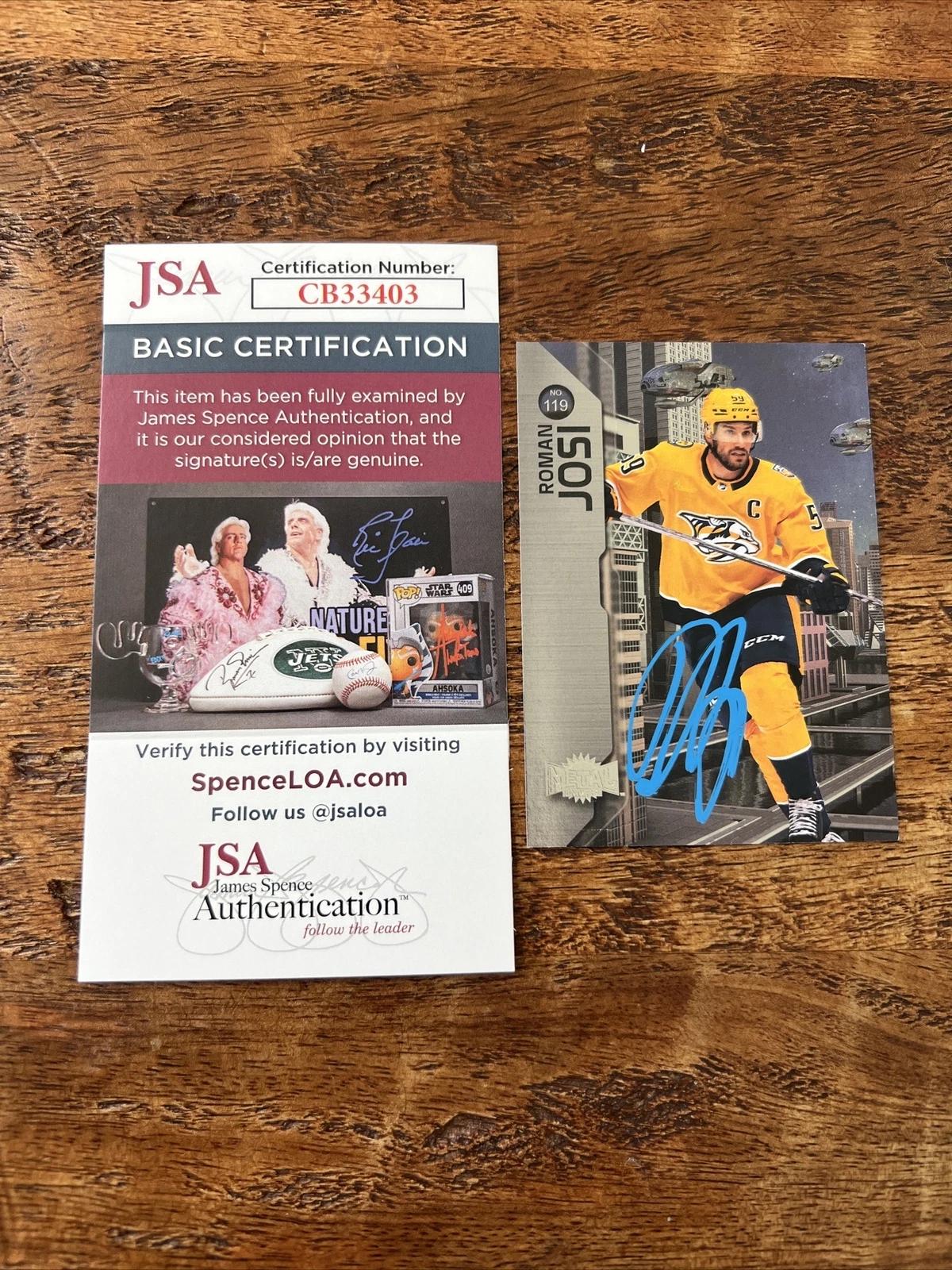 Roman Josi IP Signed Skybox Metal Card JSA Coa Predators Autographed
