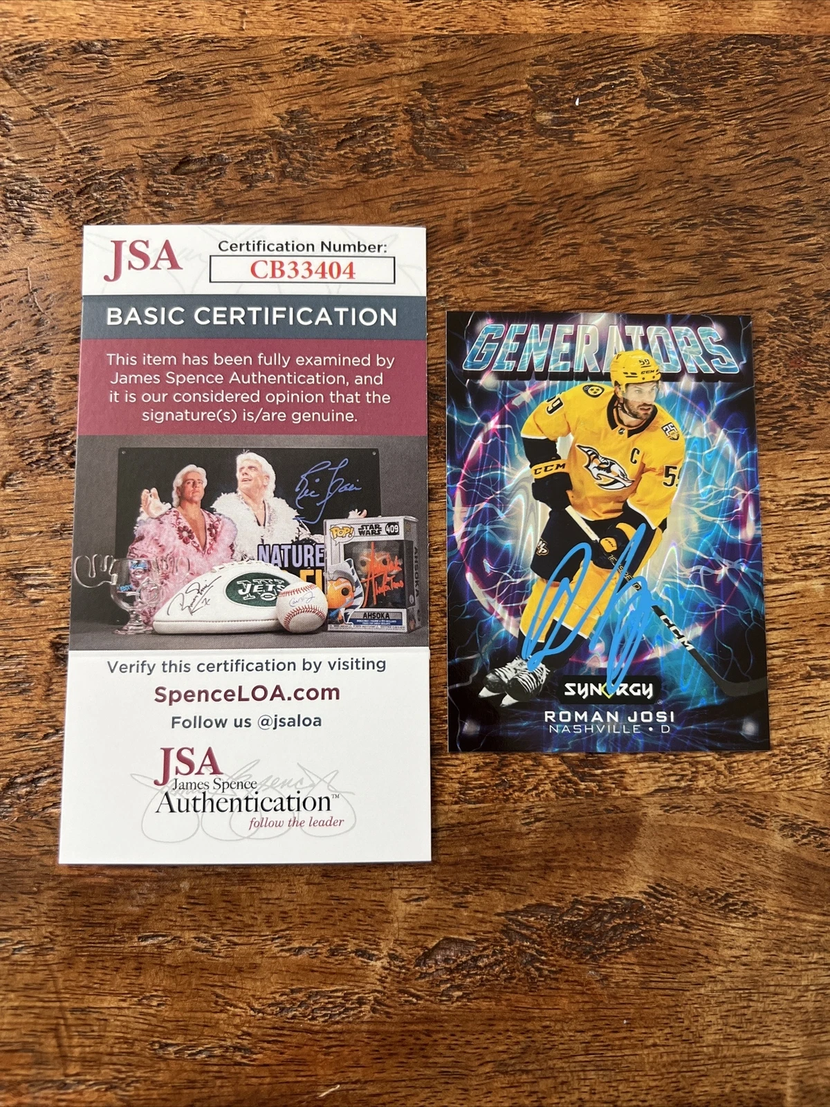 Roman Josi IP Signed Upper Deck Synergy Card JSA Coa Predators Autographed