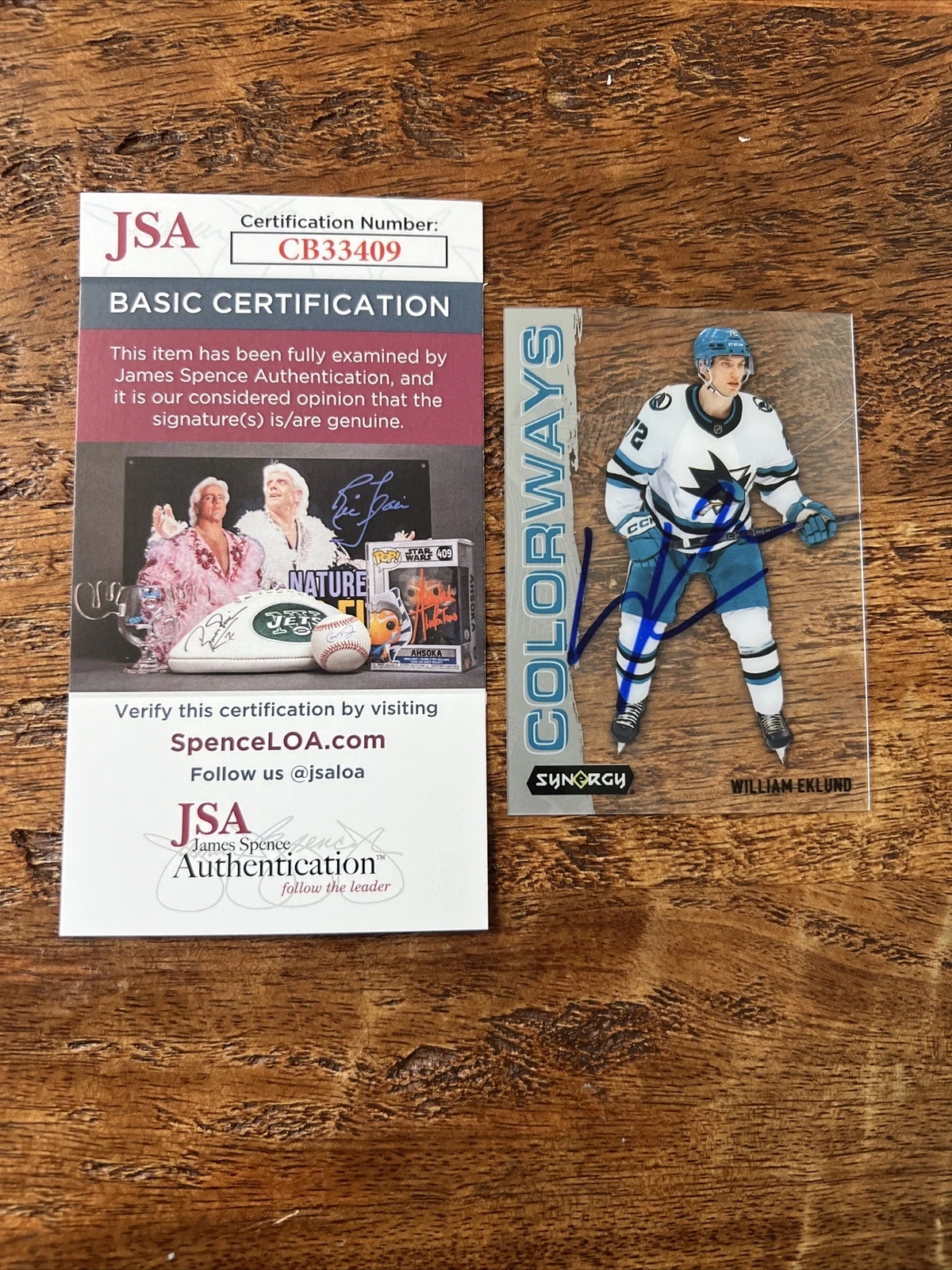 William Eklund IP Signed Upper Deck Synergy Card JSA Coa Sharks Autographed