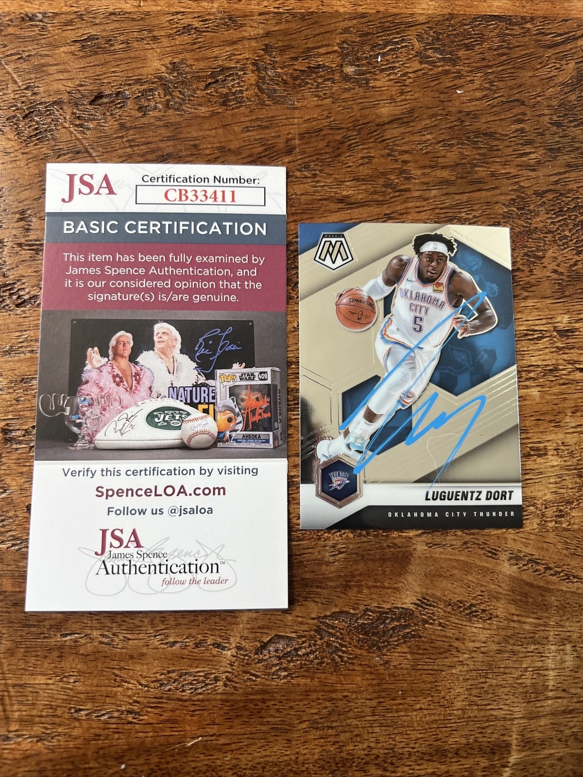 Luguentz Dort IP Signed Panini Mosaic Card JSA Coa Thunder Autographed Lu