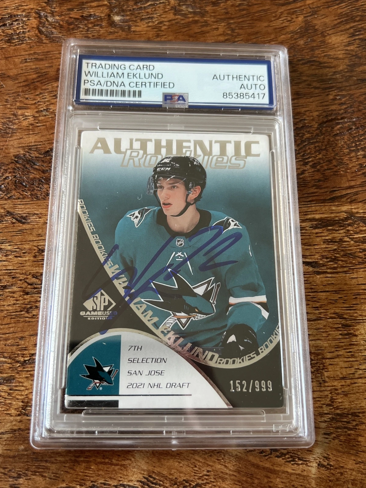 William Eklund IP Signed UD SP Game Used Rookie Card PSA DNA Coa Slab Sharks