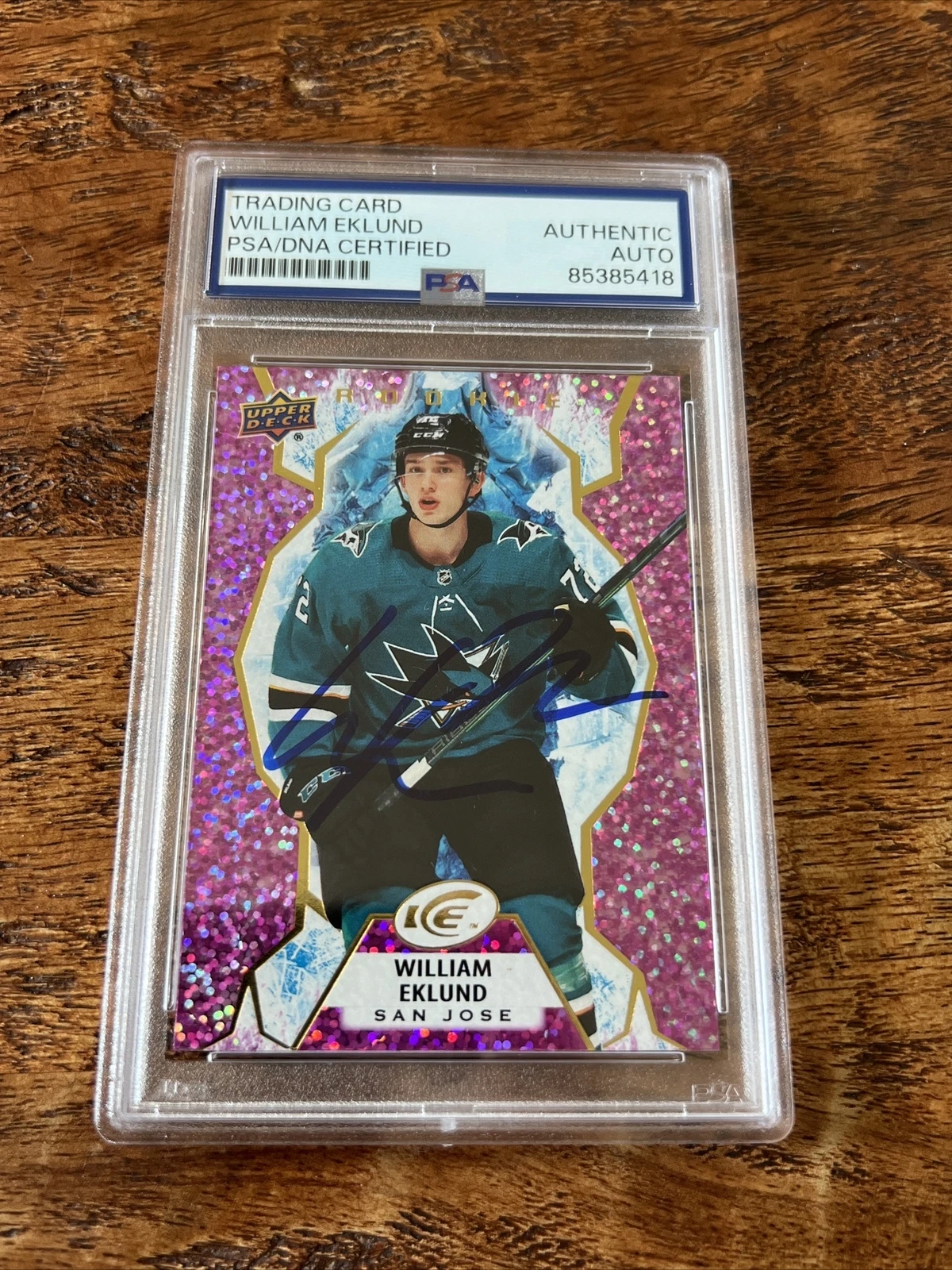 William Eklund IP Signed Upper Deck Ice Rookie Card PSA DNA Coa Slab Sharks Auto