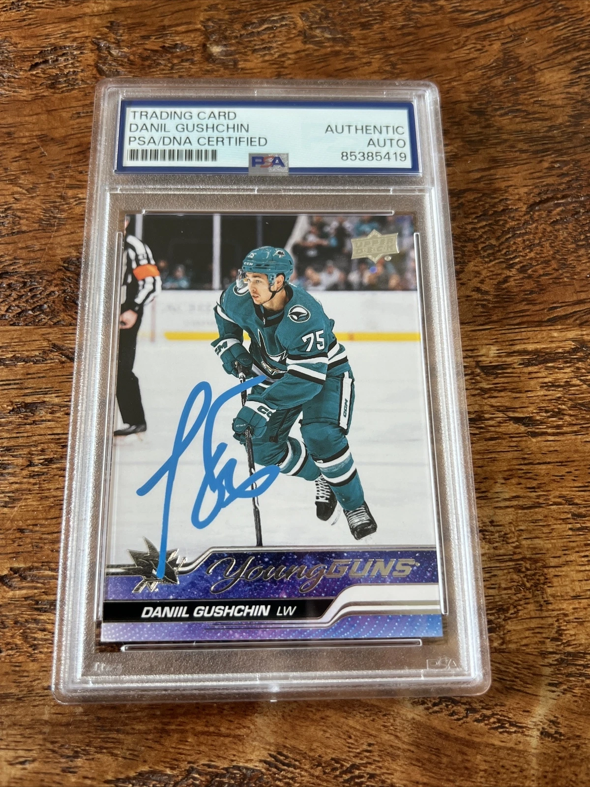 Danil Gushchin IP Signed UD Young Guns Card PSA DNA Coa Slab Sharks Autographed