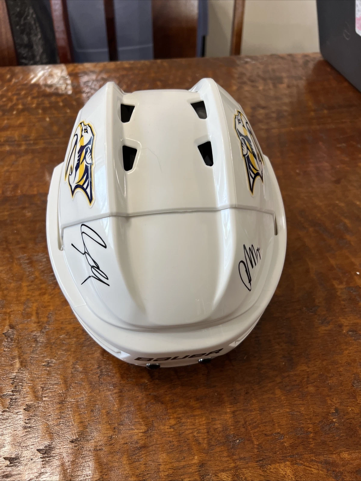 Filip Forsberg Roman Josi Signed Full Size Helmet JSA Coa Predators Autographed