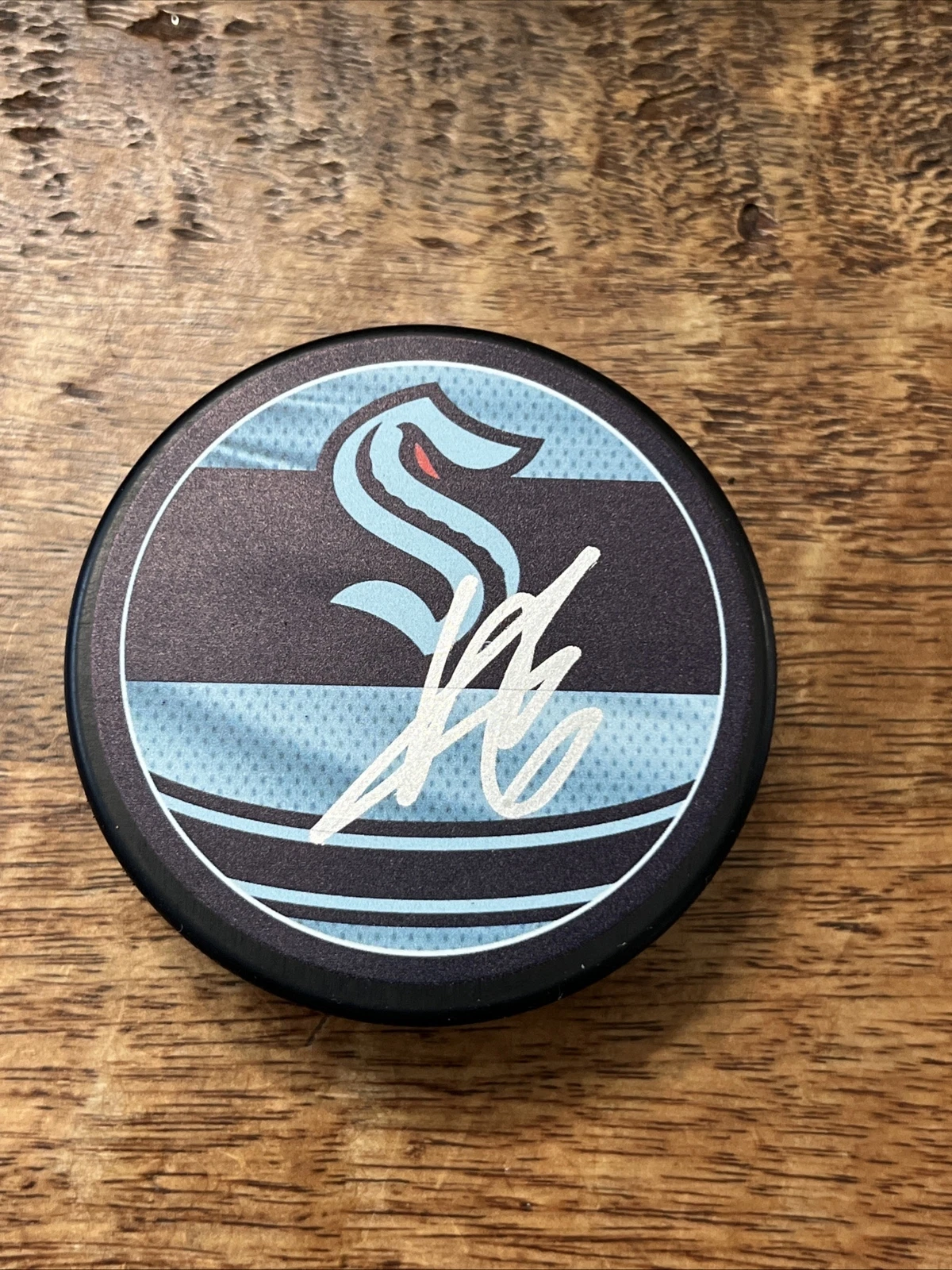 Adam Larsson Signed Seattle Kraken Puck JSA Coa Autographed