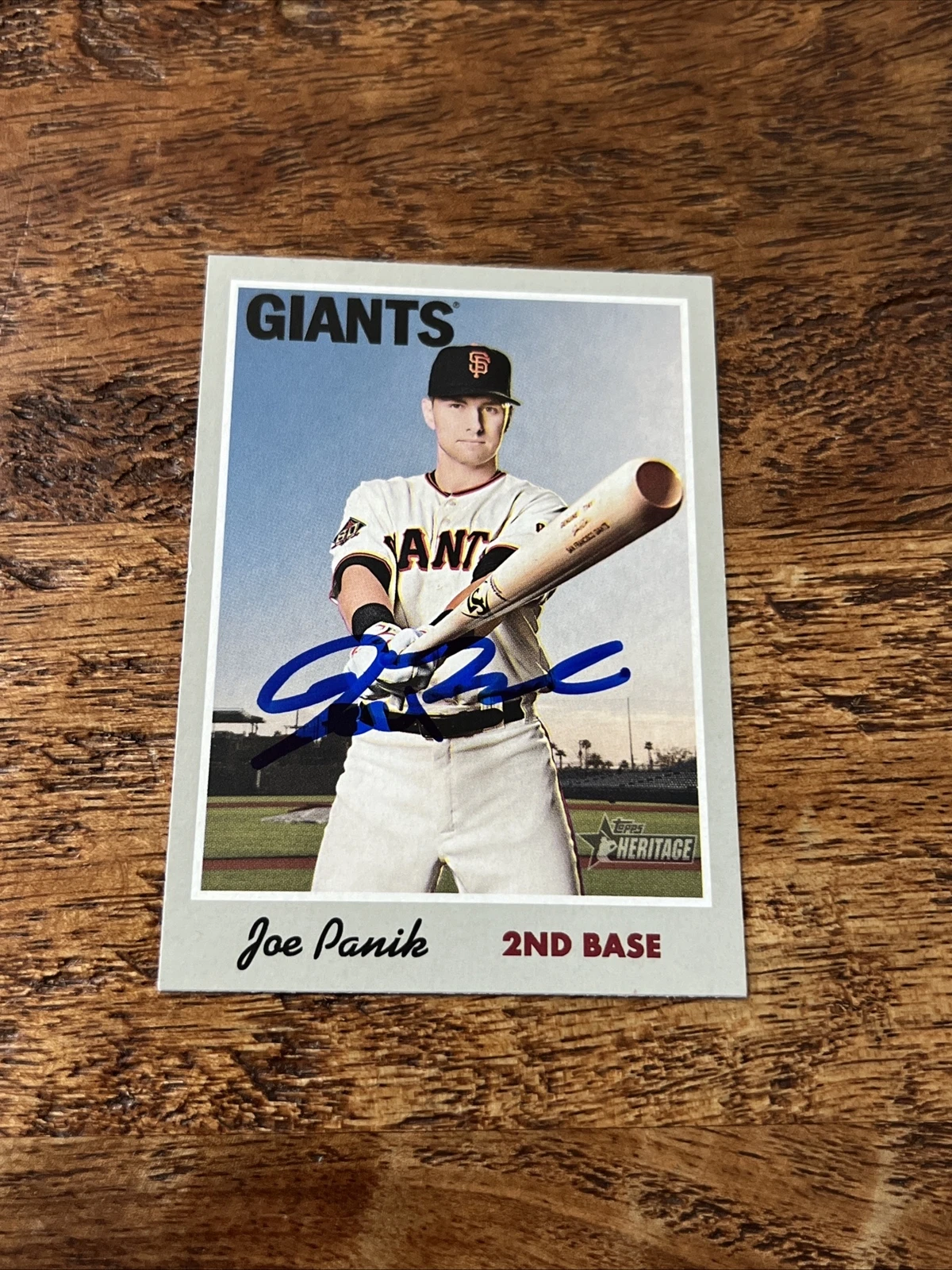 Joe Panik IP Signed 2019 Topps Heritage Card Giants Autographed