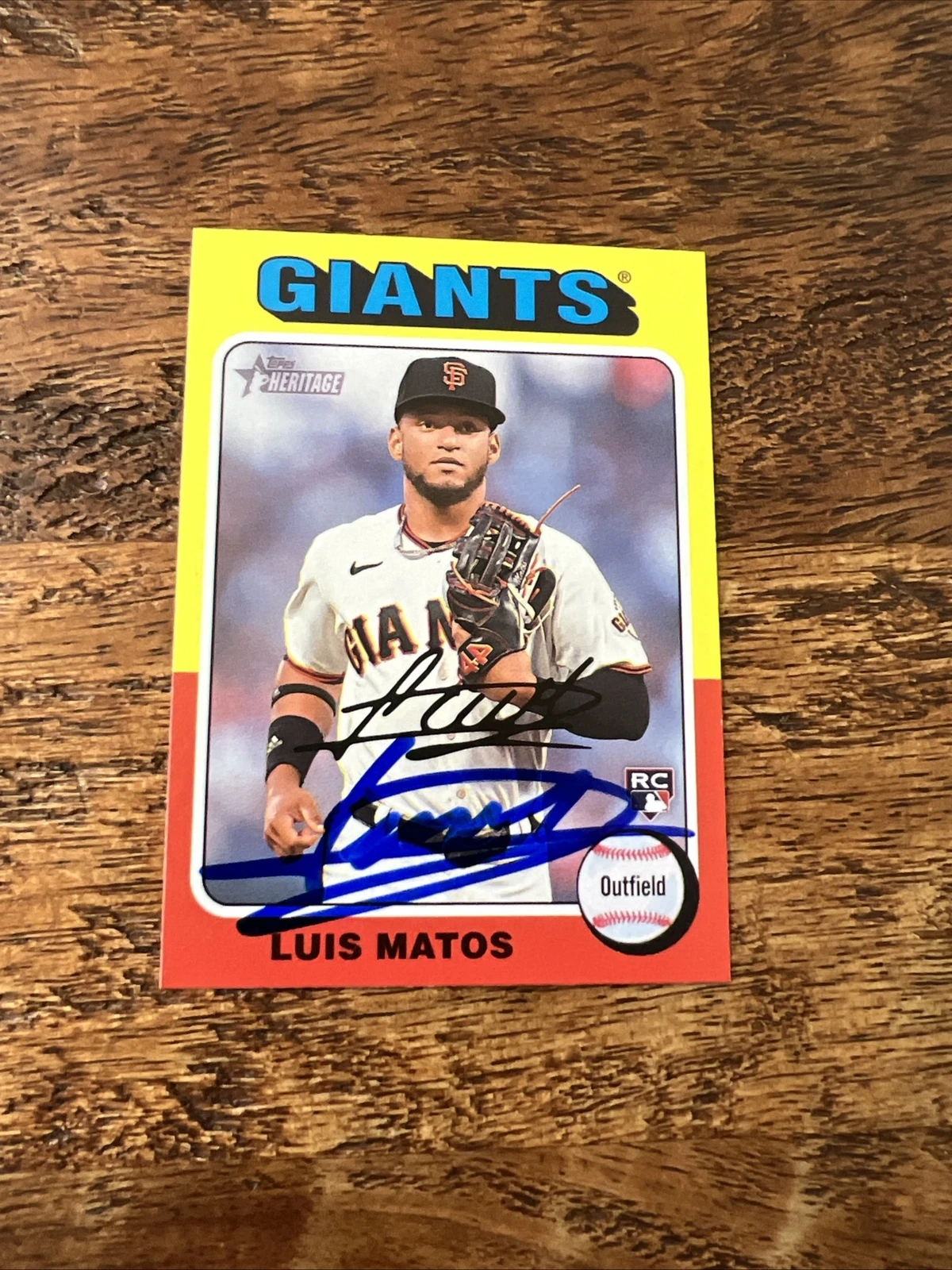 Luis Matos IP Signed 2024 Topps Heritage Rookie Card Giants Autographed