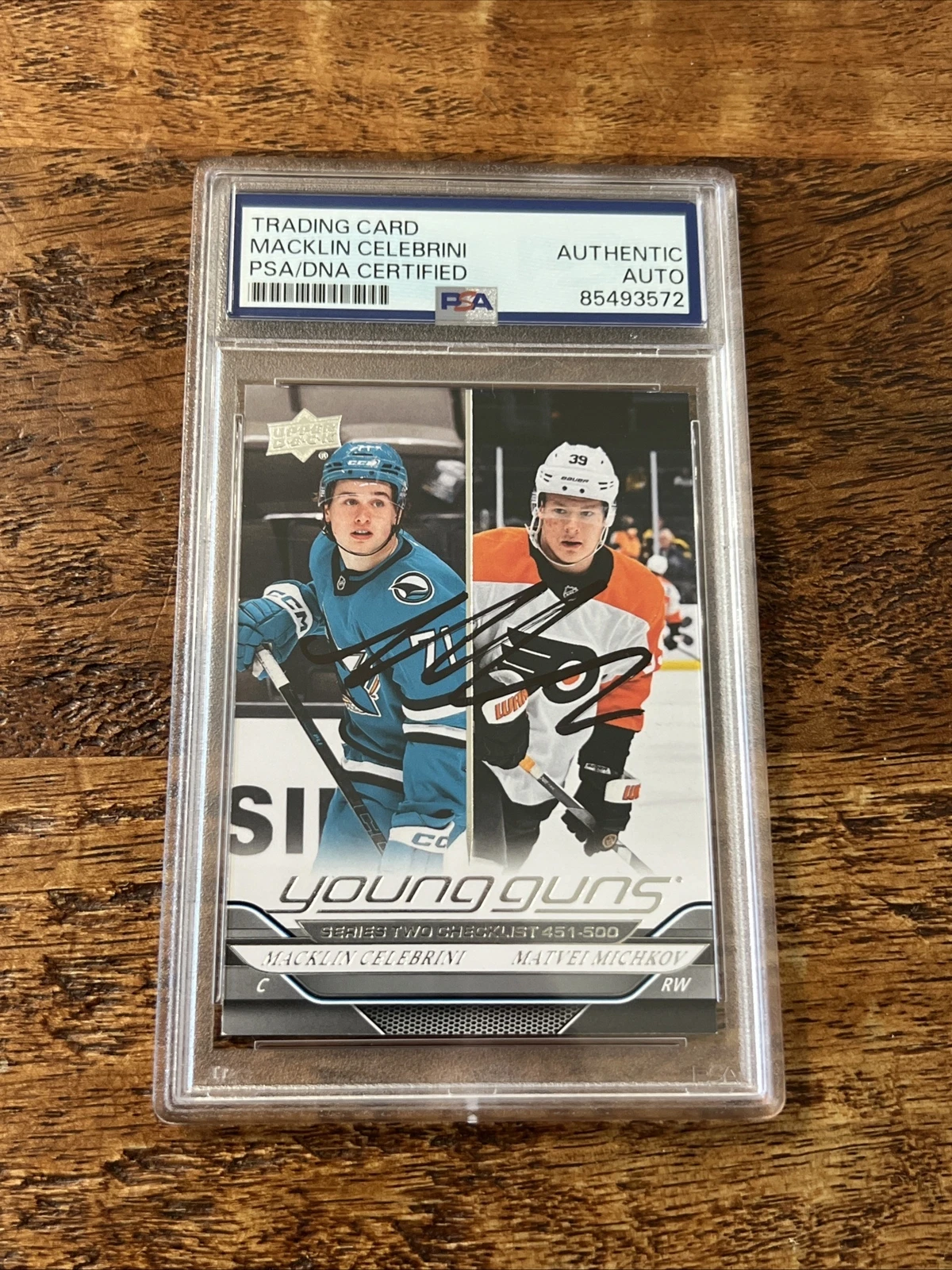 Macklin Celebrini IP Signed UD Young Guns Card PSA DNA Slab Sharks Autographed