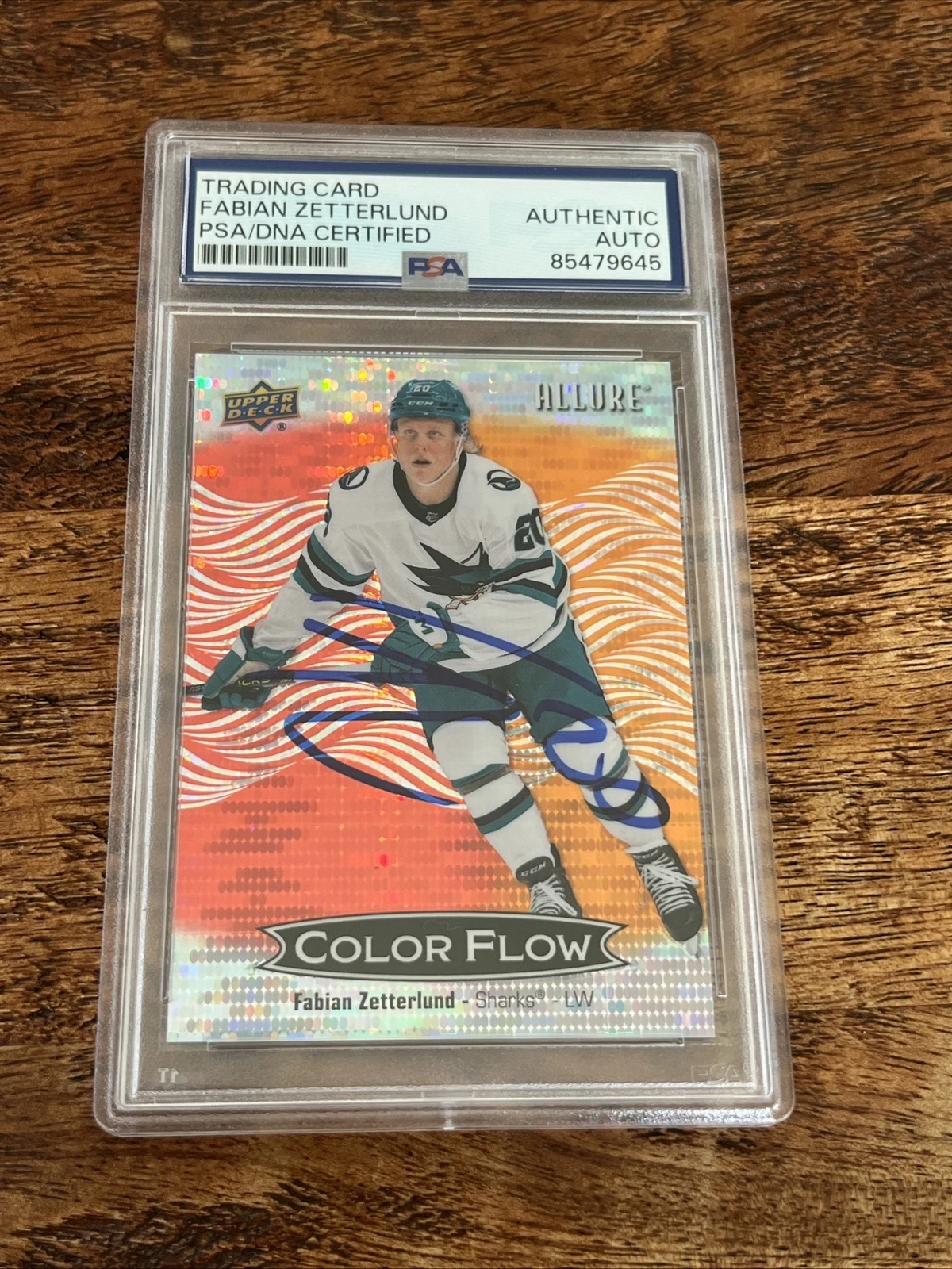 Fabian Zetterlund IP Signed UD Allure Card PSA DNA Coa Slab Sharks Autographed