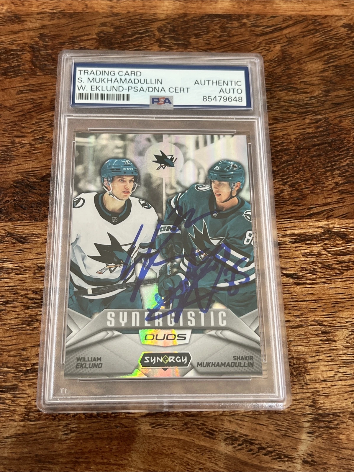 William Eklund Shakir Mukhamadullin IP Signed UD Card PSA DNA Slab Sharks Auto