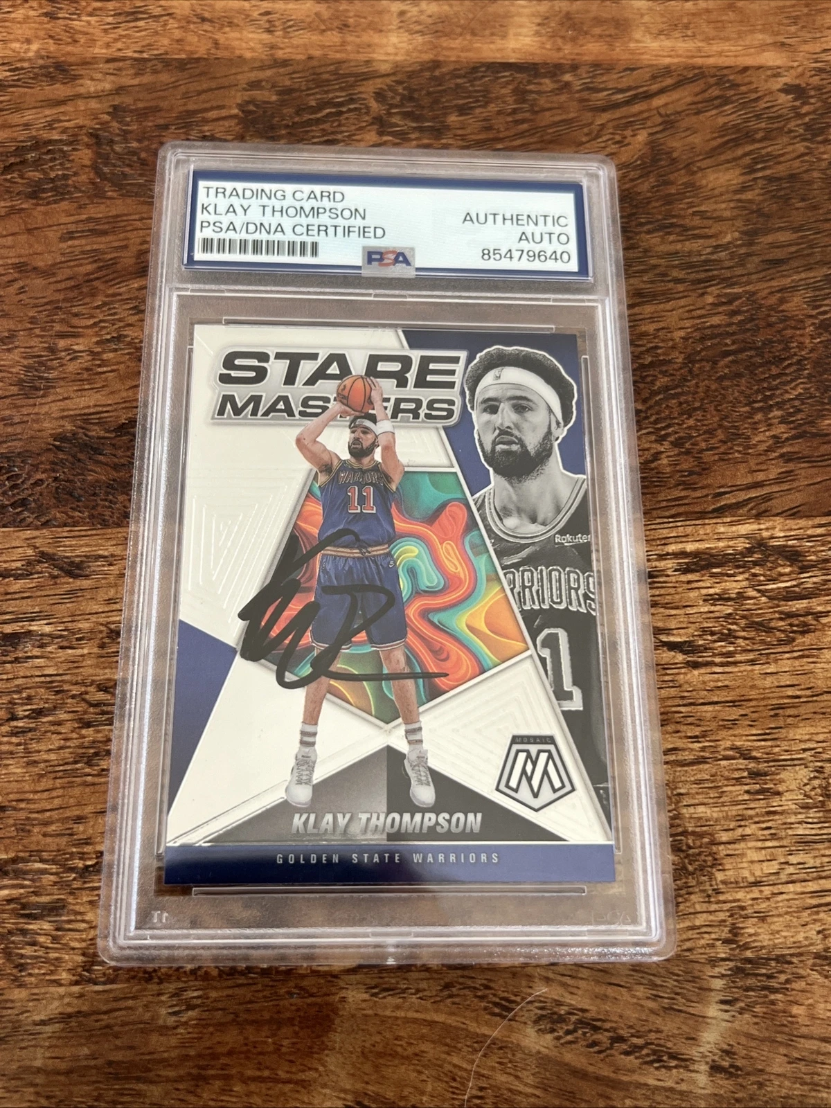 Klay Thompson IP Signed Mosaic Card PSA DNA Coa Slab Warriors Autographed