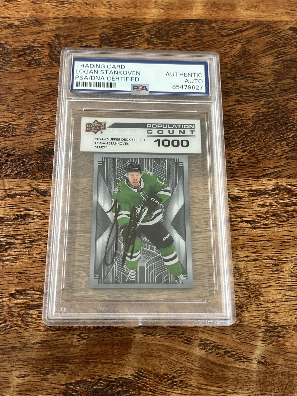 Logan Stankoven IP Signed UD Population Card RC PSA DNA Slab Autographed Stars