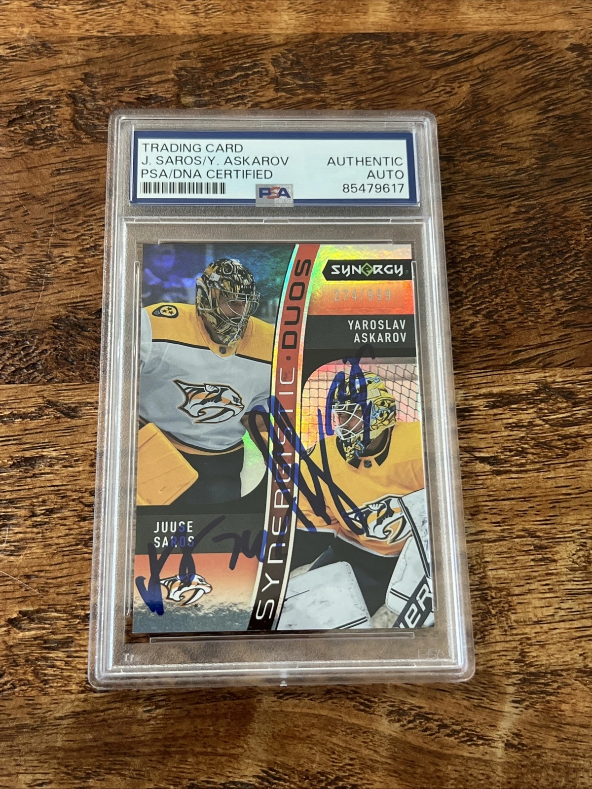 Yaroslav Askarov Juuse Saros IP Signed UD Synergy Card Psa Dna Slab Predators