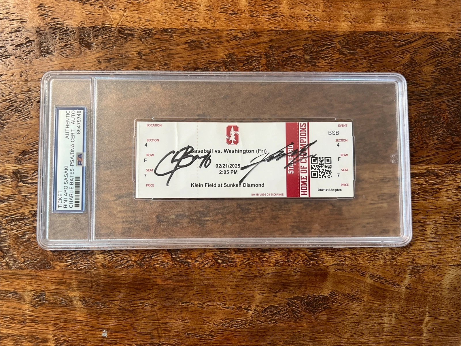 Rintaro Sasaki Charlie Bates Signed Ticket Stub Psa Dna Coa Autographed Stanford