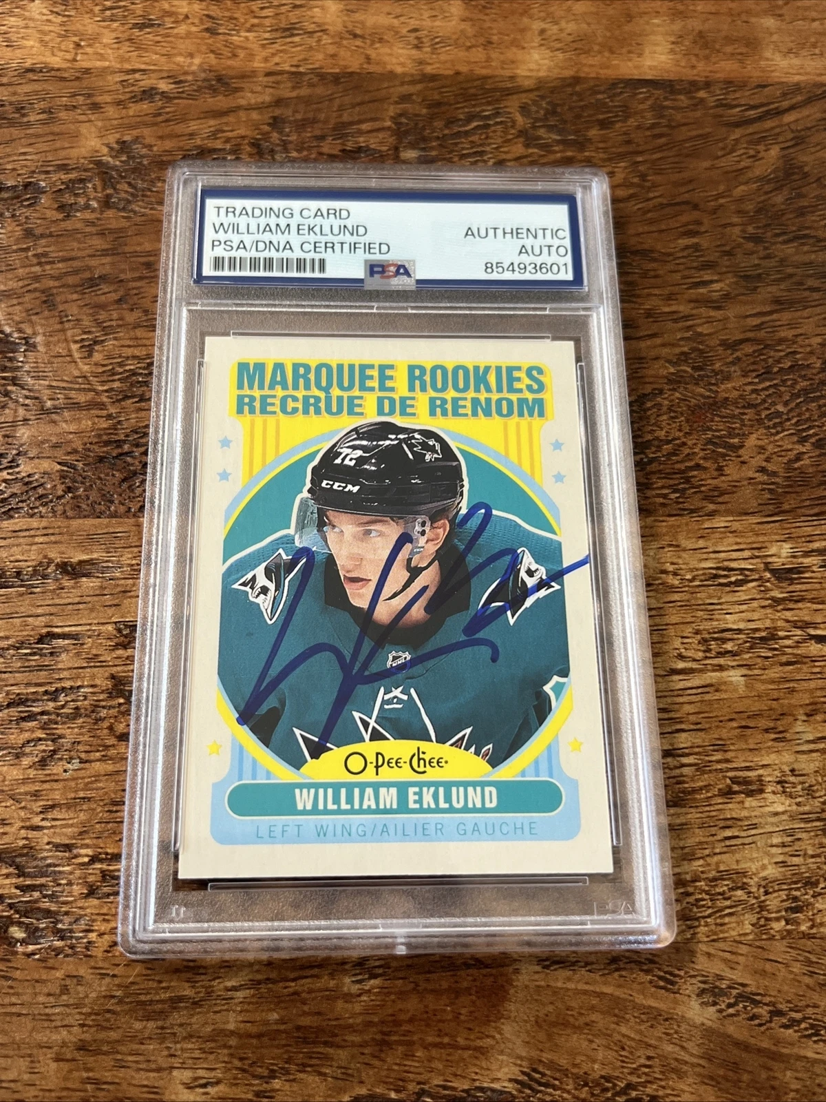 William Eklund IP Signed O Pee Chee Rookie Card PSA DNA Coa Slab Sharks Auto