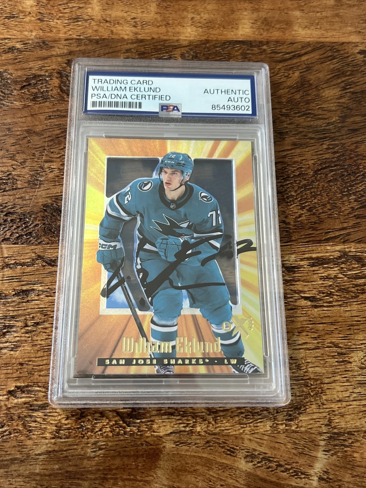 William Eklund IP Signed Skybox E-X 2000 Card PSA DNA Slab Sharks Autographed