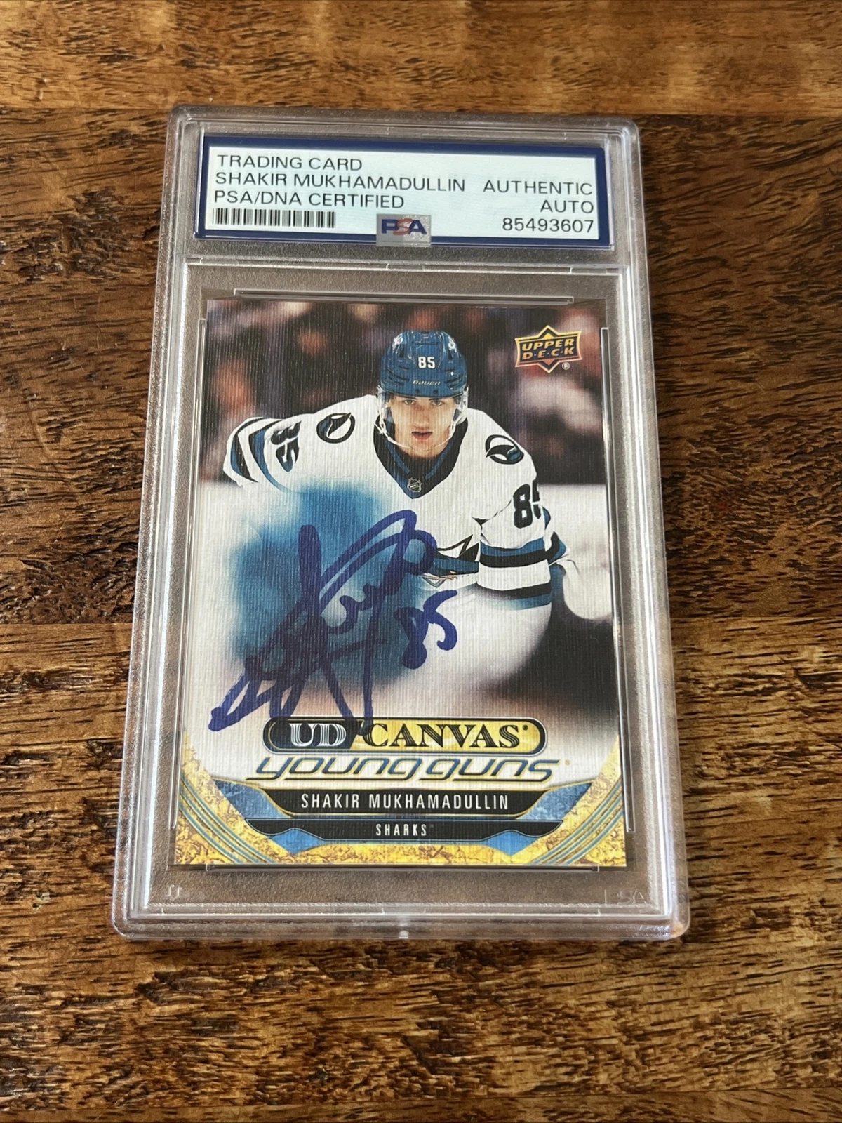 Shakir Mukhamadullin IP Signed UD Young Guns Canvas Card PSA DNA Slab Sharks