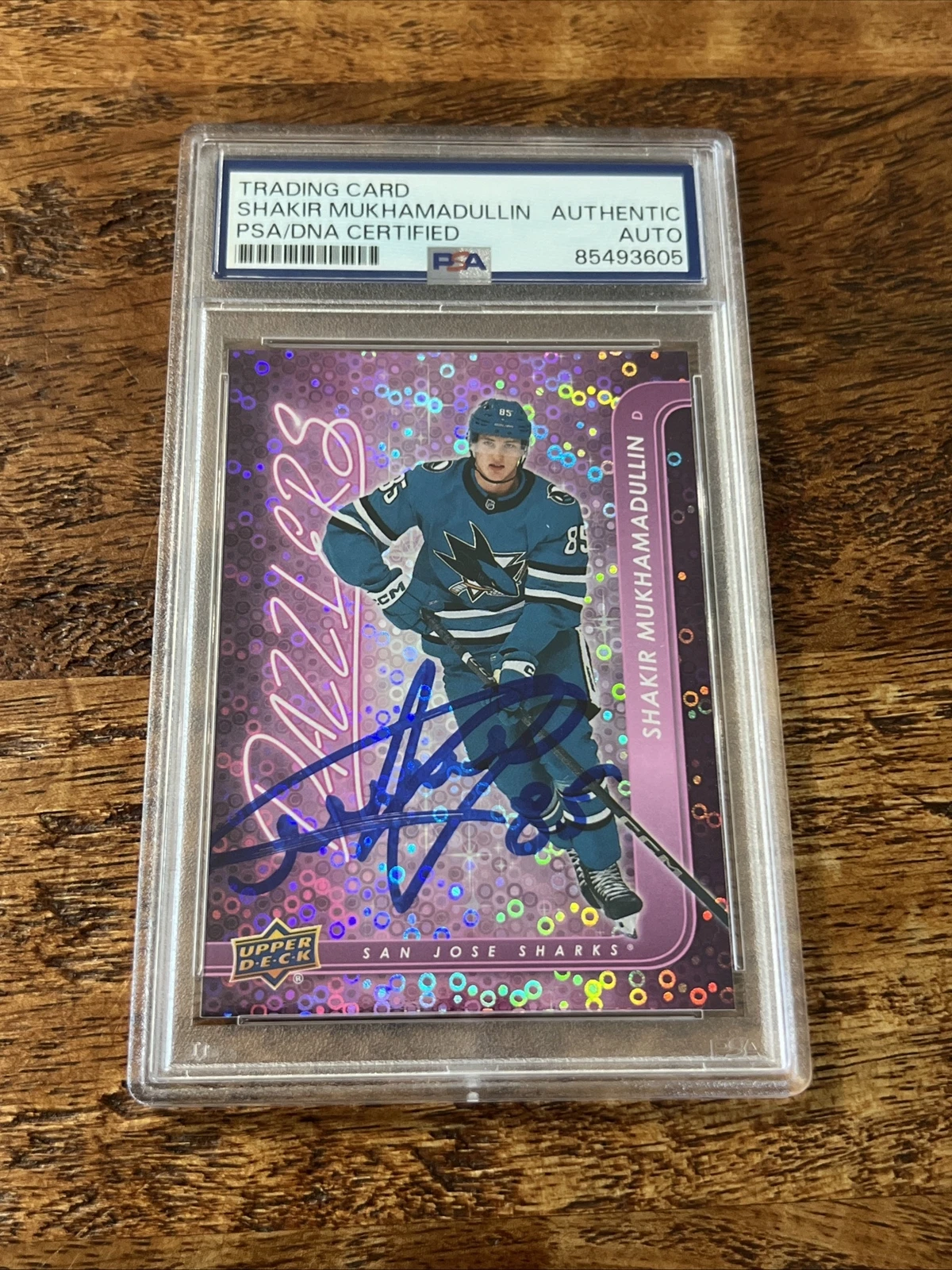 Shakir Mukhamadullin IP Signed UD Dazzlers RC Card PSA DNA Slab Sharks Auto