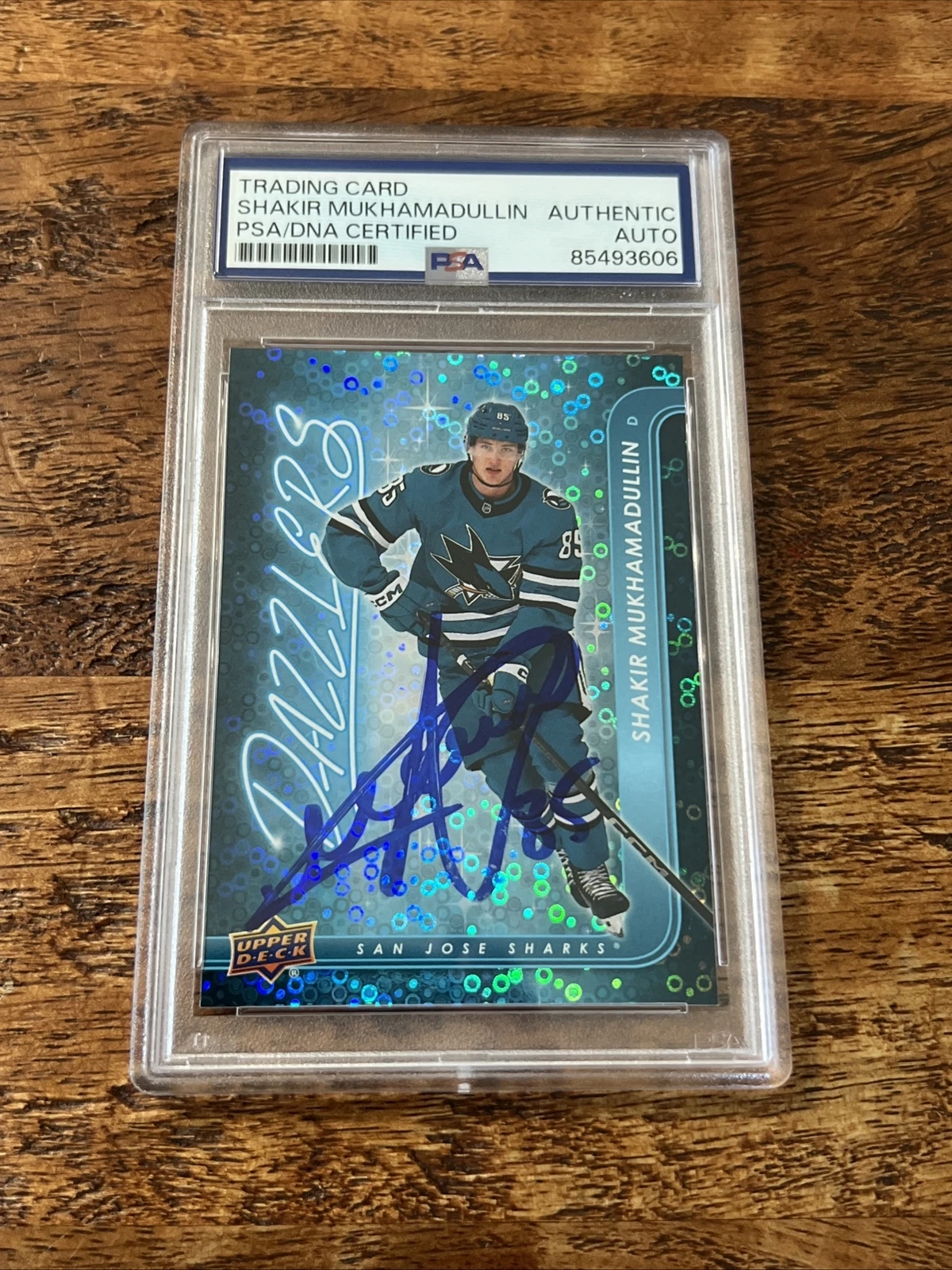 Shakir Mukhamadullin IP Signed UD Dazzlers RC Card PSA DNA Slab Sharks Auto