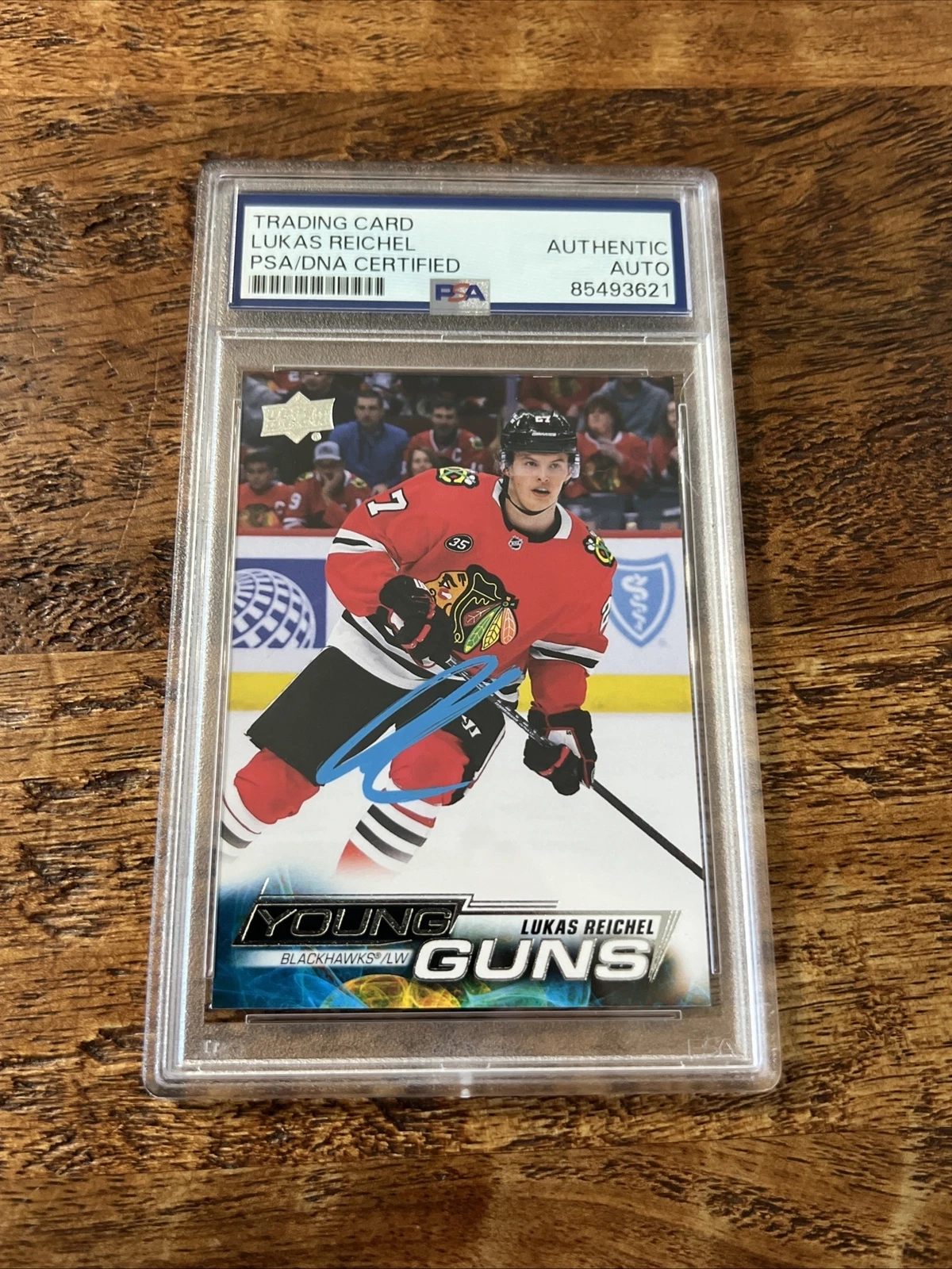 Lukas Reichel IP Signed UD Young Guns Card PSA DNA Coa Slab Blackhawks Auto