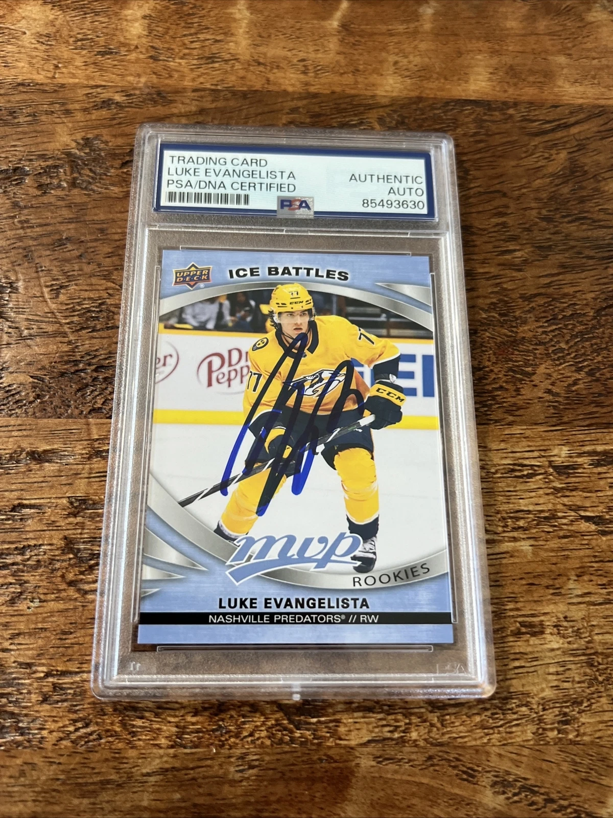 Luke Evangelista IP Signed UD MVP RC Card PSA DNA Coa Slab Predators Autographed