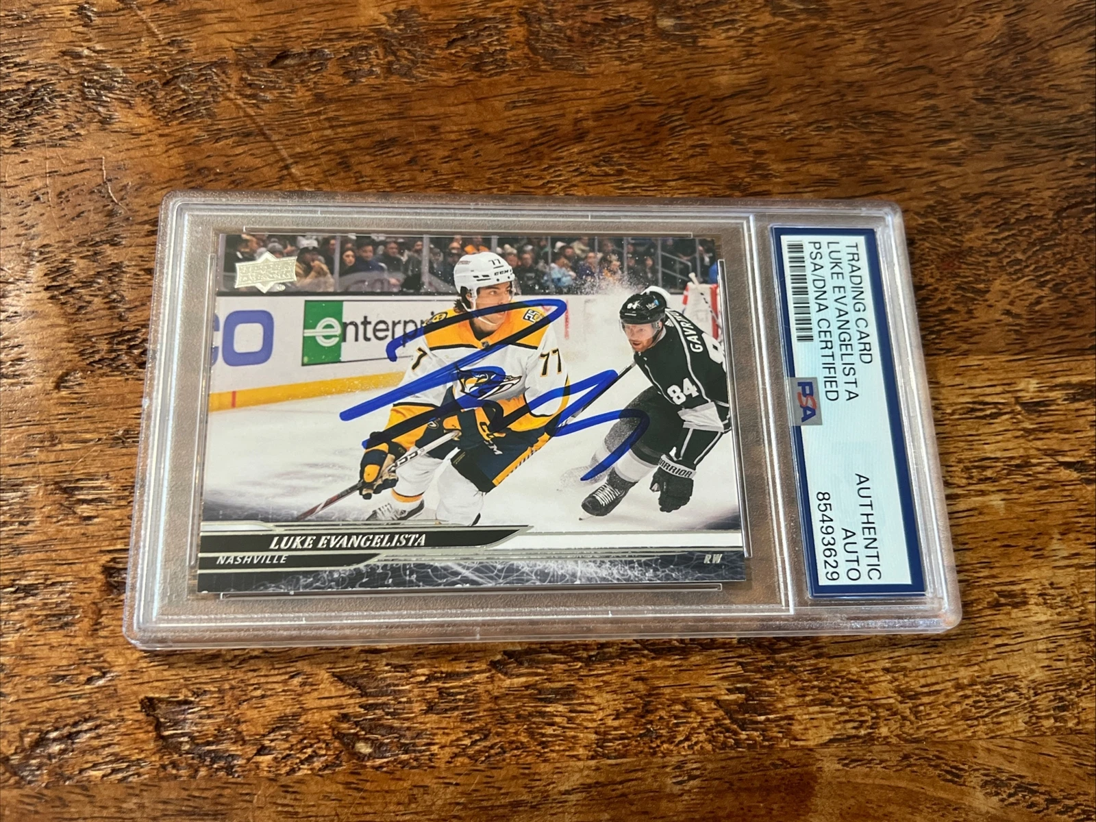 Luke Evangelista IP Signed Upper Deck Card PSA DNA Slab Predators Autographed