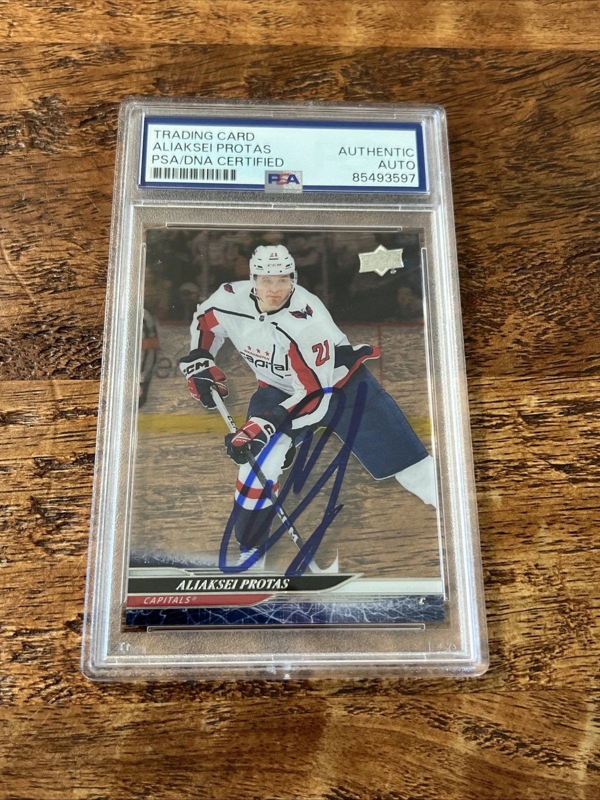 Aliaksei Protas IP Signed UD Clear Cut Card PSA DNA Slab Autographed Capitals