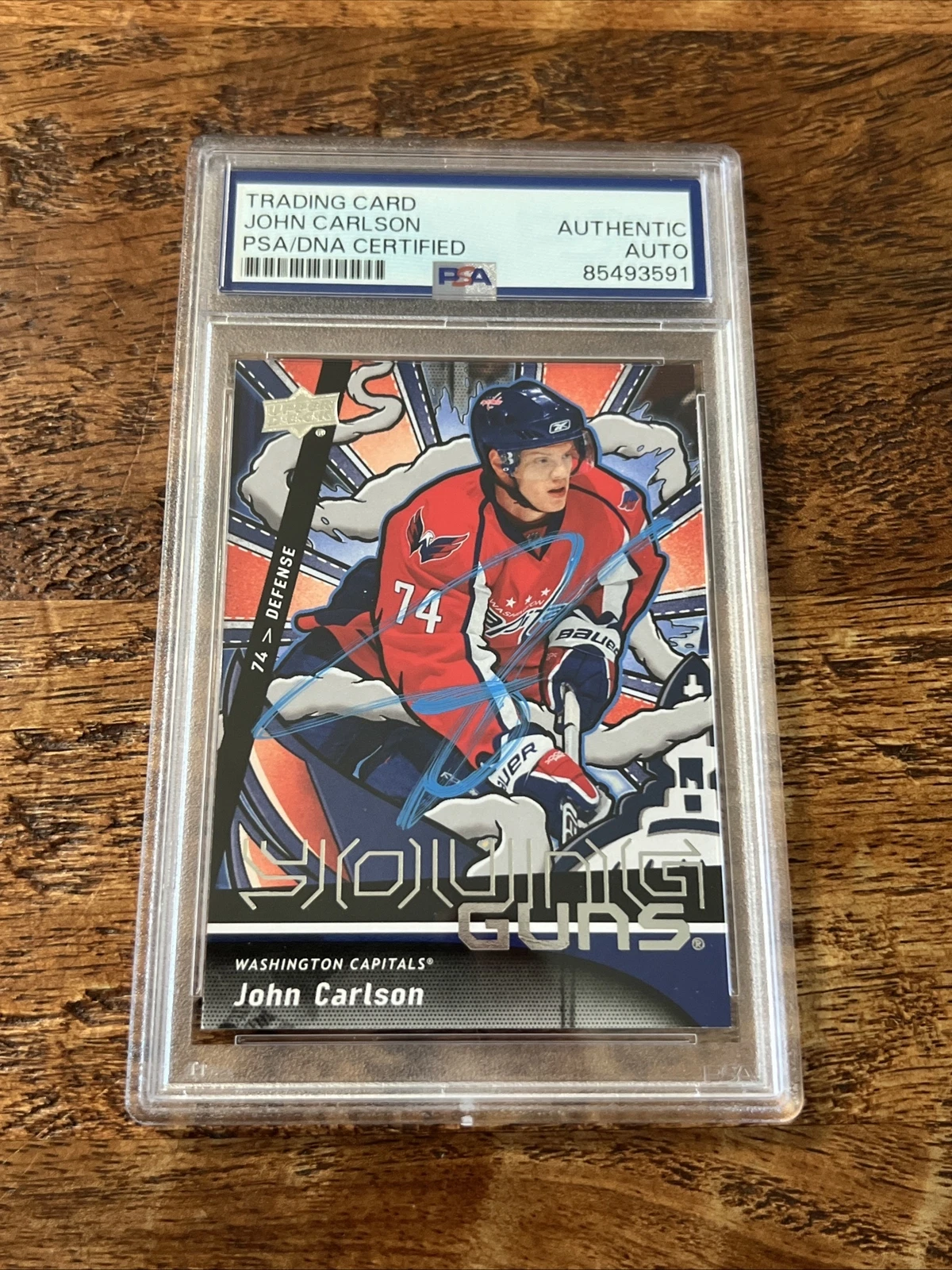 John Carlson IP Signed Young Guns Renewed Card PSA DNA Slab Capitals Autographed