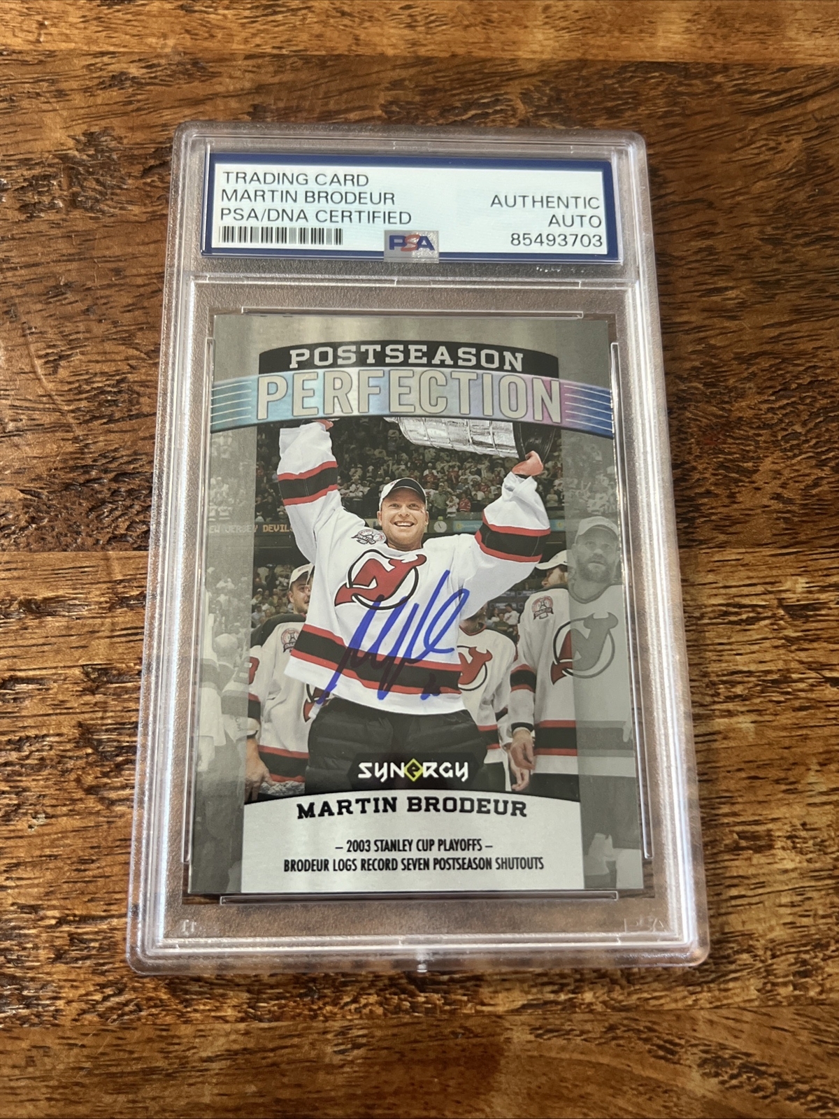 Martin Brodeur IP Signed UD Synergy Card PSA DNA Coa Slab Devils Autographed