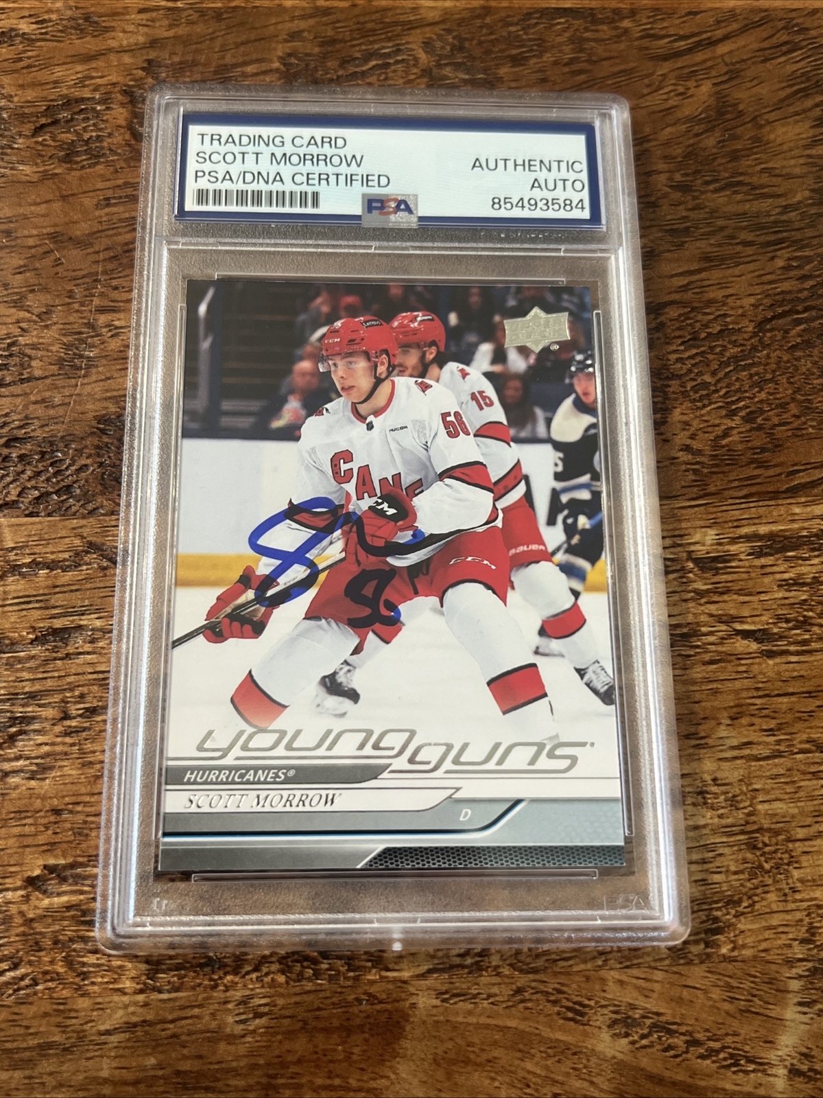 Scott Morrow IP Signed UD Young Guns Card PSA DNA Slab Hurricanes Autographed