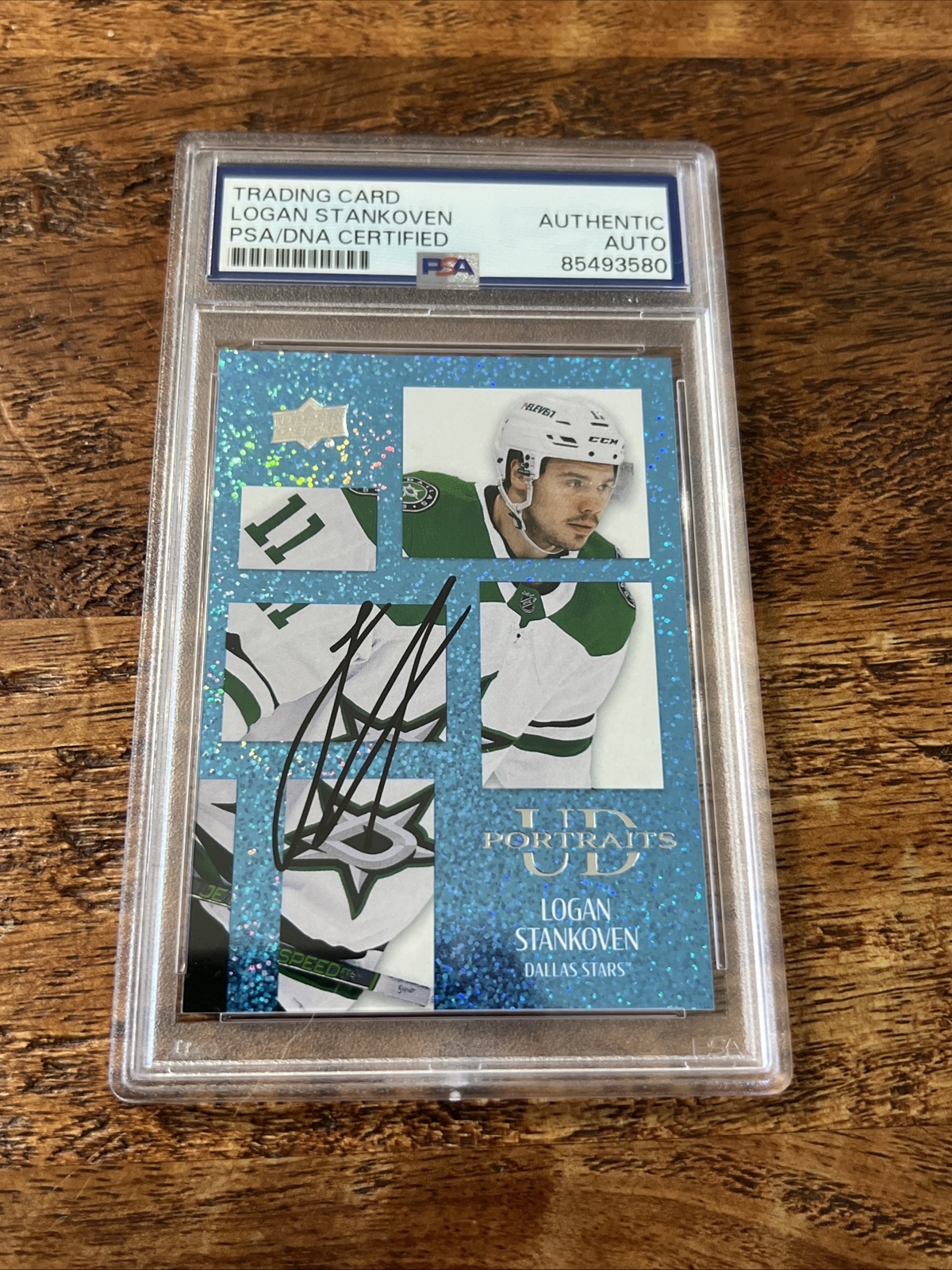 Logan Stankoven IP Signed UD Portraits Card RC PSA DNA Slab Autographed Stars