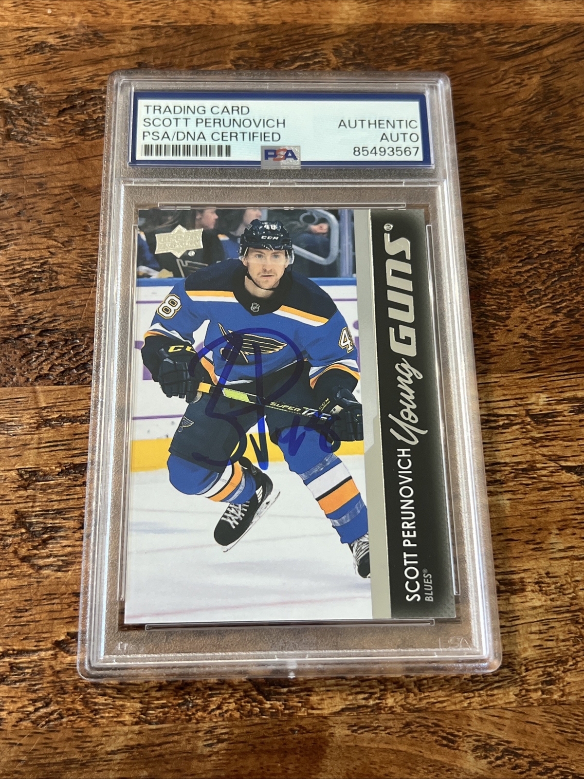Scott Perunovich IP Signed UD Young Guns Card PSA DNA Coa Blues Autographed